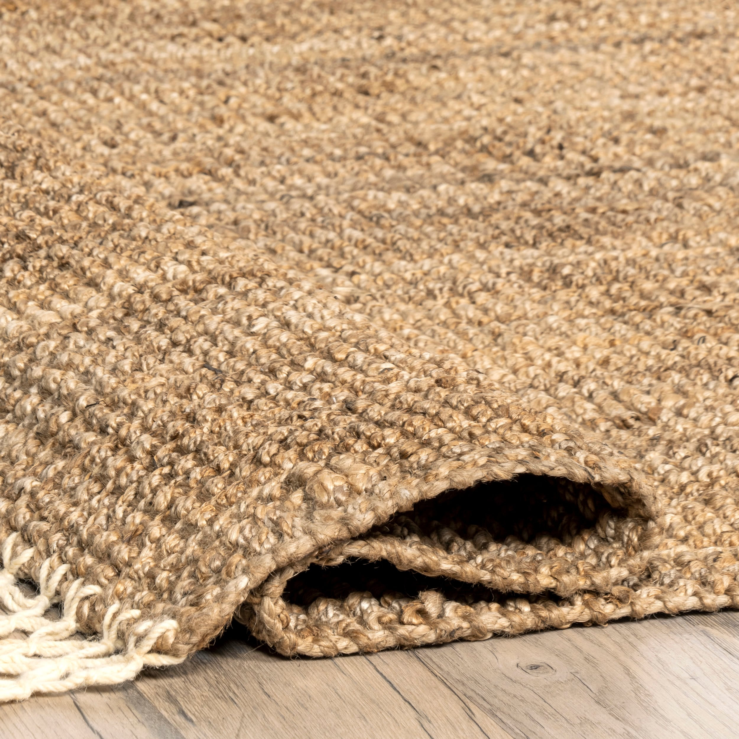 nuLOOM Raleigh Farmhouse Jute Tasseled Area Rug, 6x9, Natural