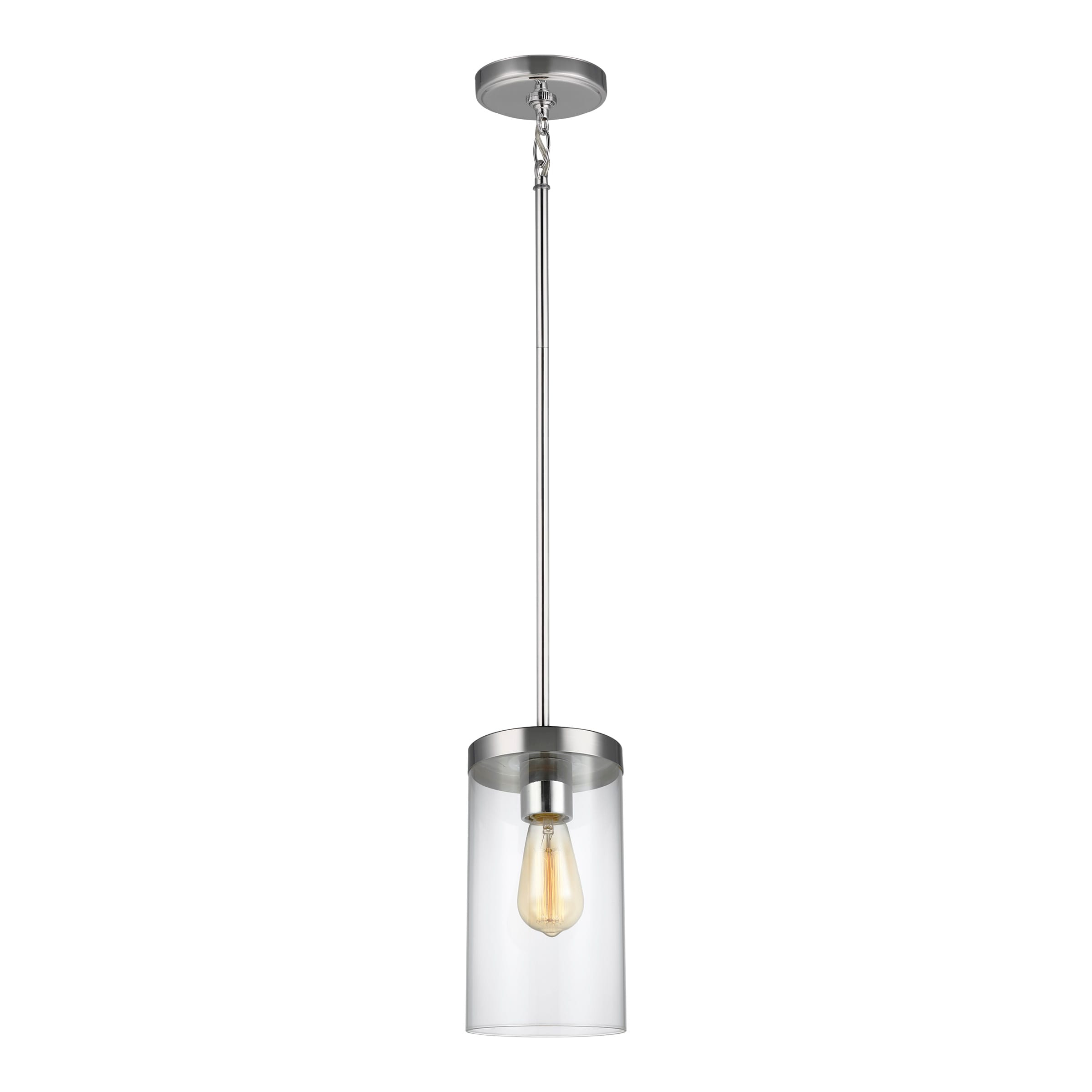 Zire Minimalist Chrome 10'' Glass Pendant Light with LED