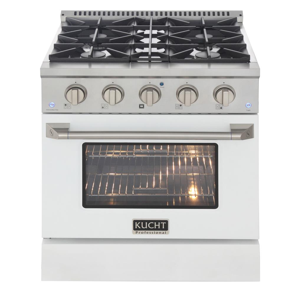 Kucht Professional 30" Modern Stainless Steel Natural Gas Range in White/Silver