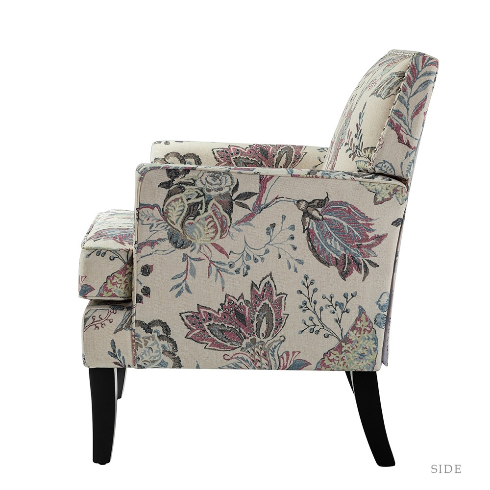Upholstery Armchair Nailhead Trim Accent Chair Wood Legs Home Living Room Adult Red Floral