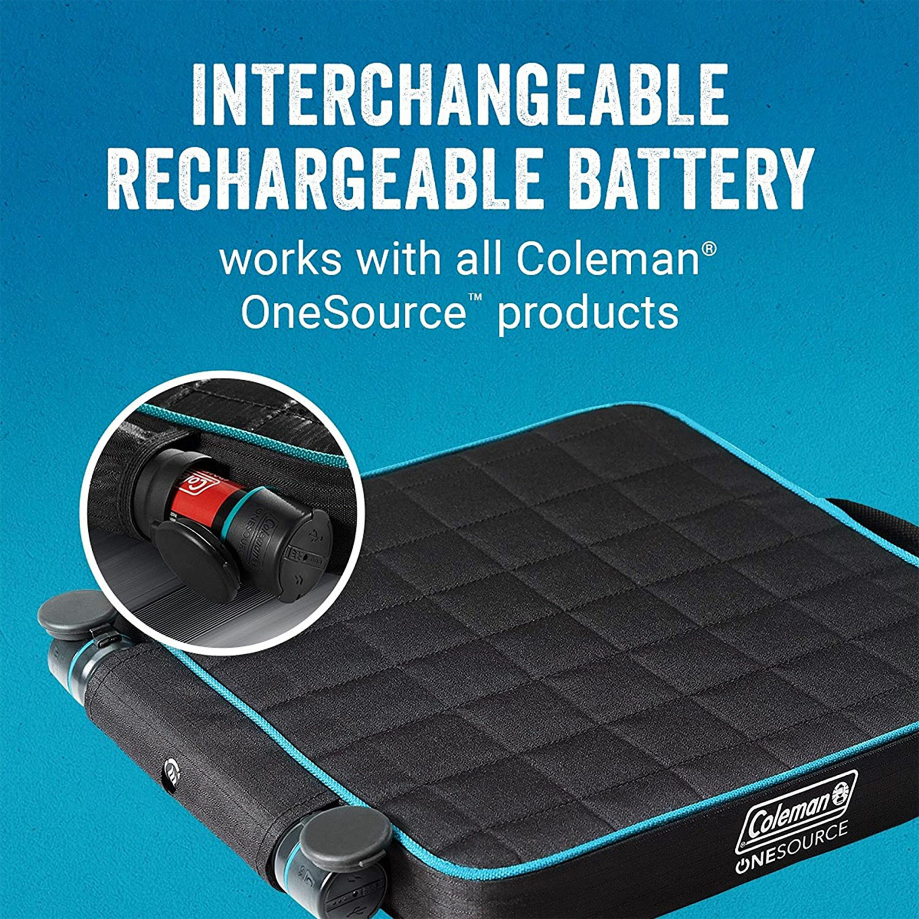 Coleman OneSource Outdoor Heated Camping Chair Pad with Rechargable Battery, Black