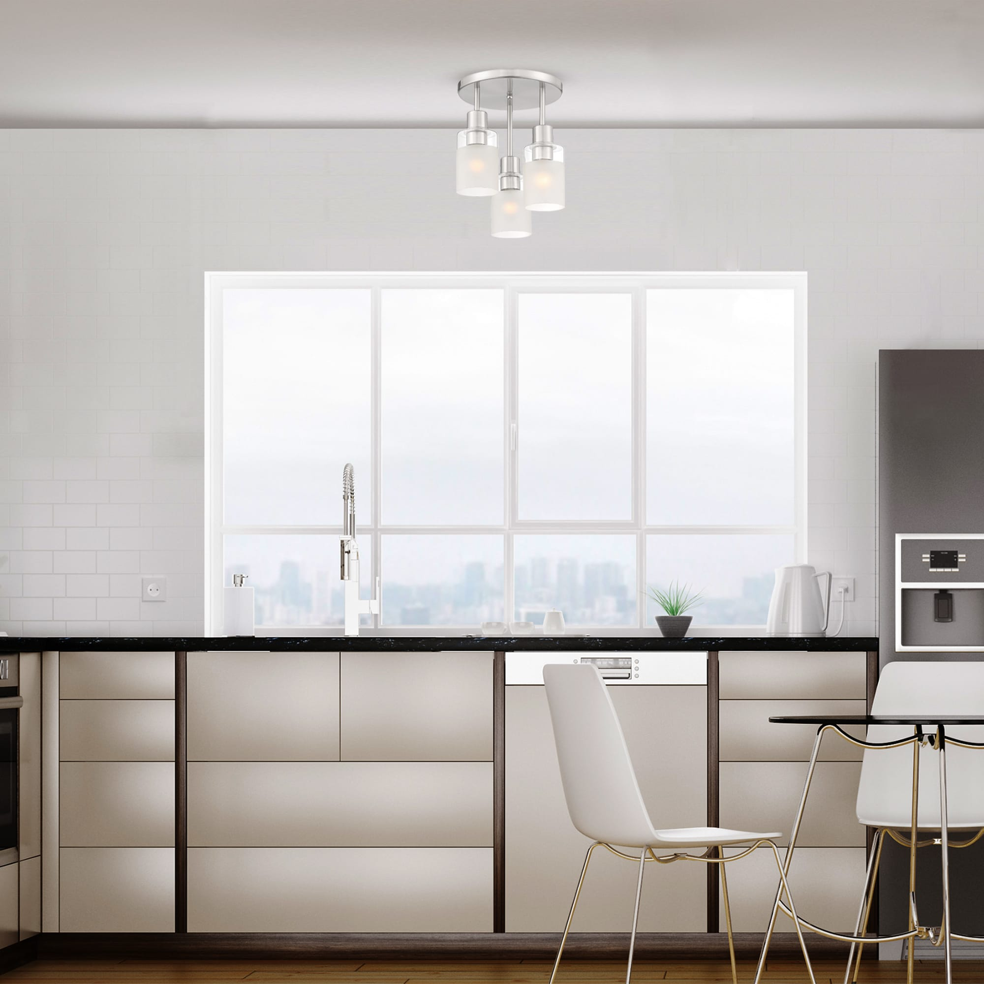 Designers Fountain Cedar Lane 3 Light Brushed Nickel Semi-Flush Mount Ceiling Light, D236M-SF-BN