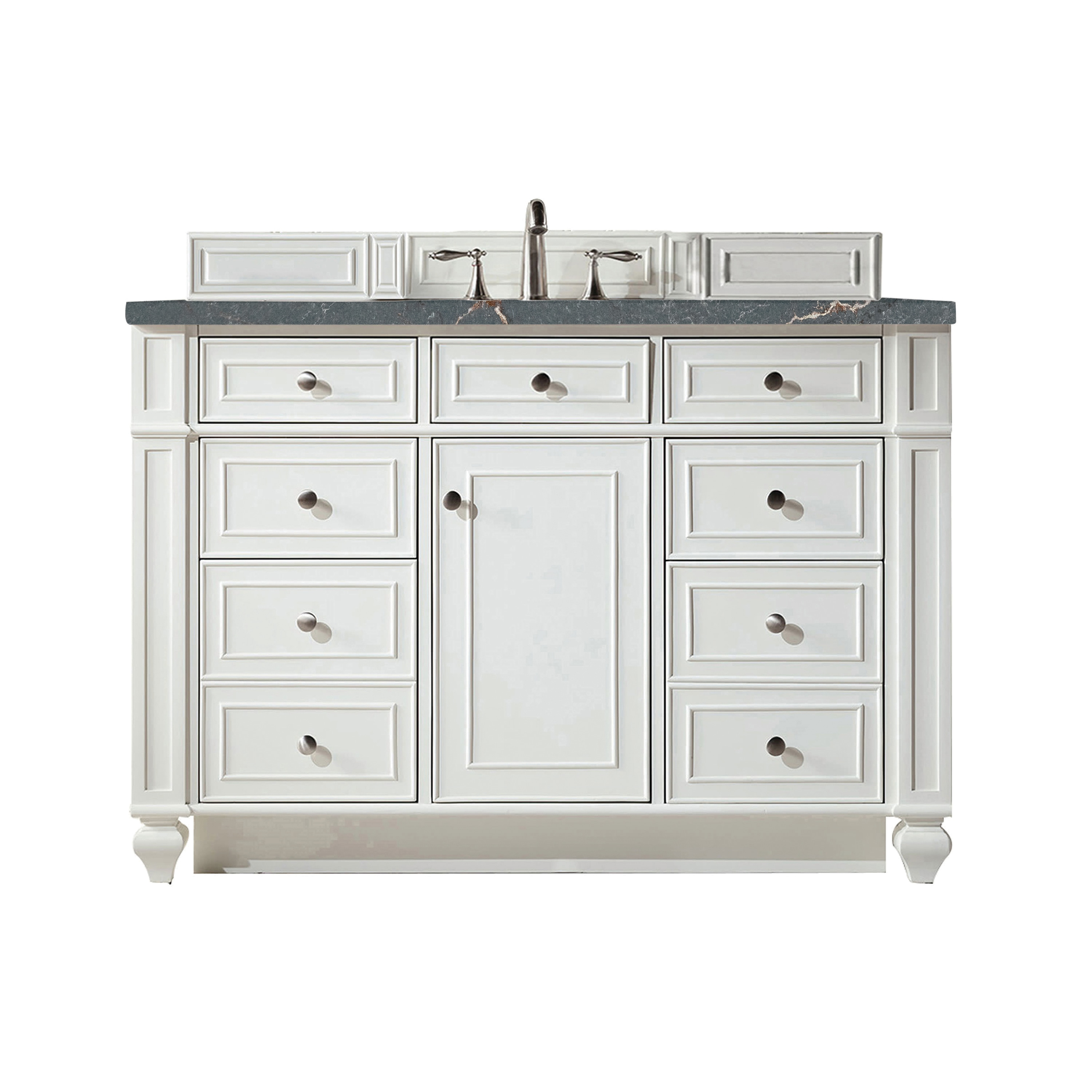 Bright White Plywood Single Vanity with Parisien Bleu Quartz Top