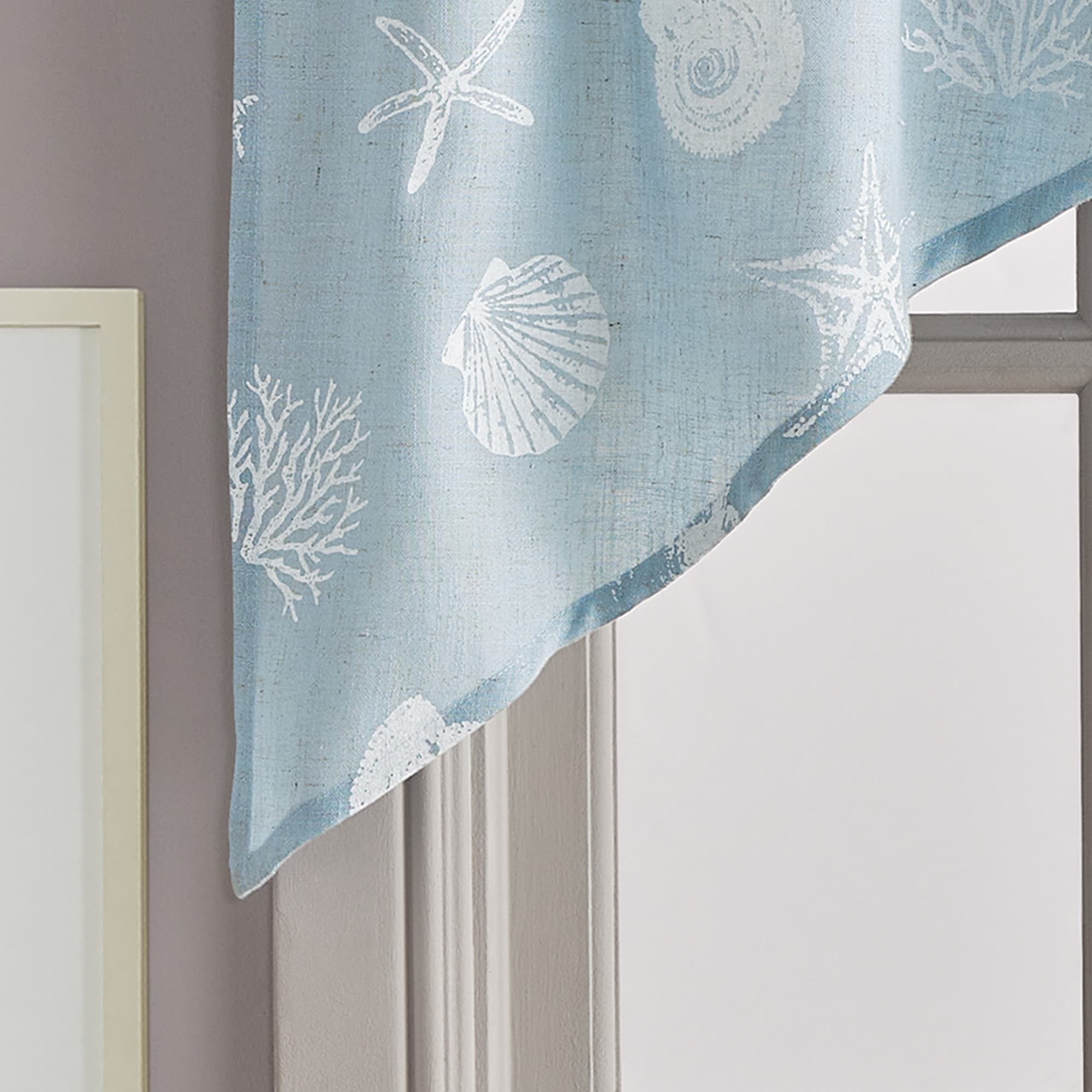 CHF Seashells Swag Curtain 54" x 30" Printed, Aqua, Adult