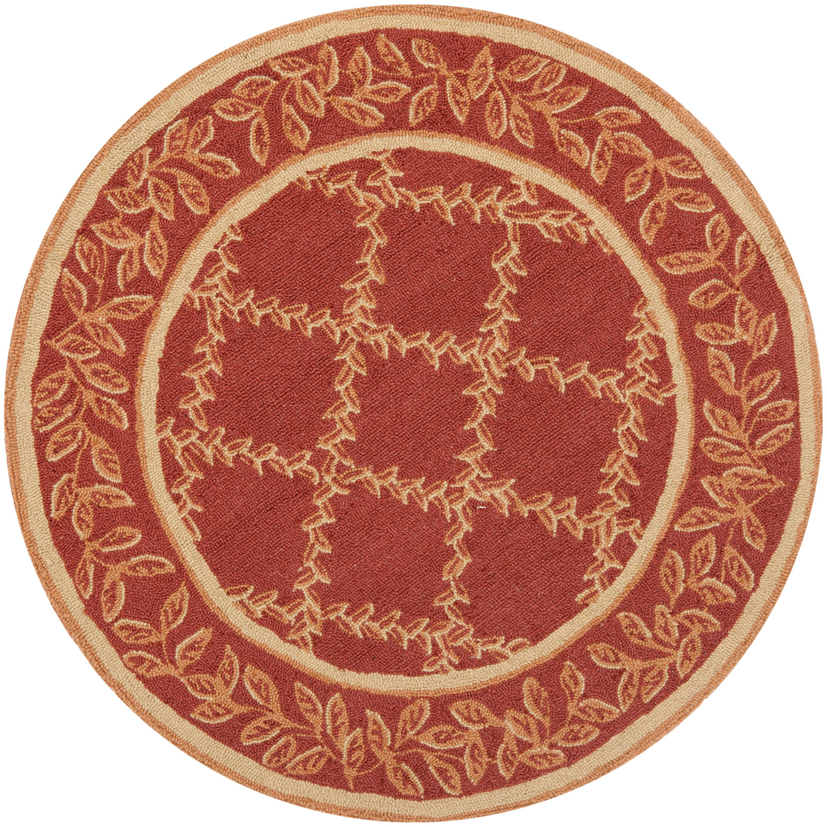 SAFAVIEH Chelsea Alecia Geometric Borders Wool Area Rug, Rust/Gold, 3' x 3' Round