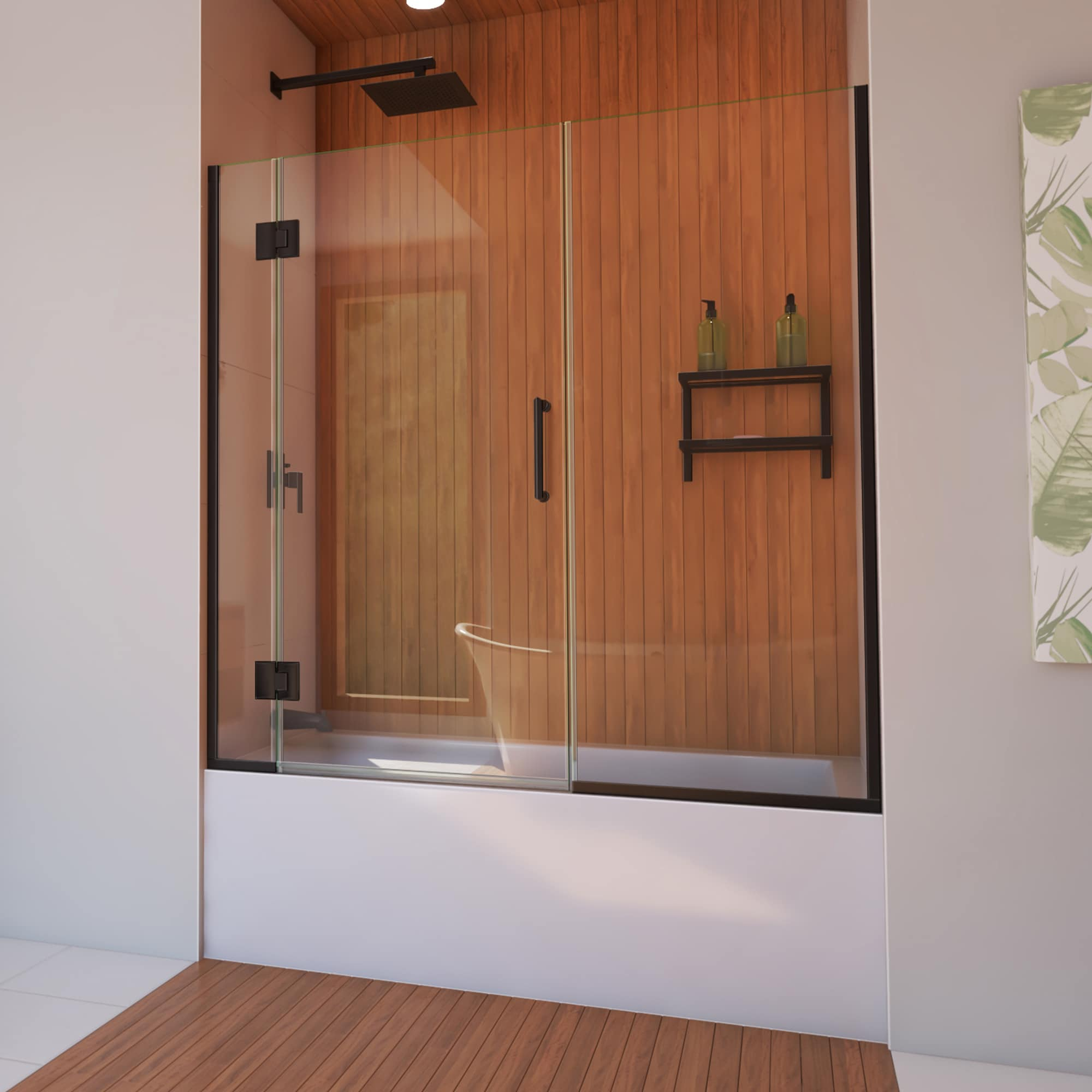 Unidoor-X 58" W x 58" H Hinged Frameless Tub Door