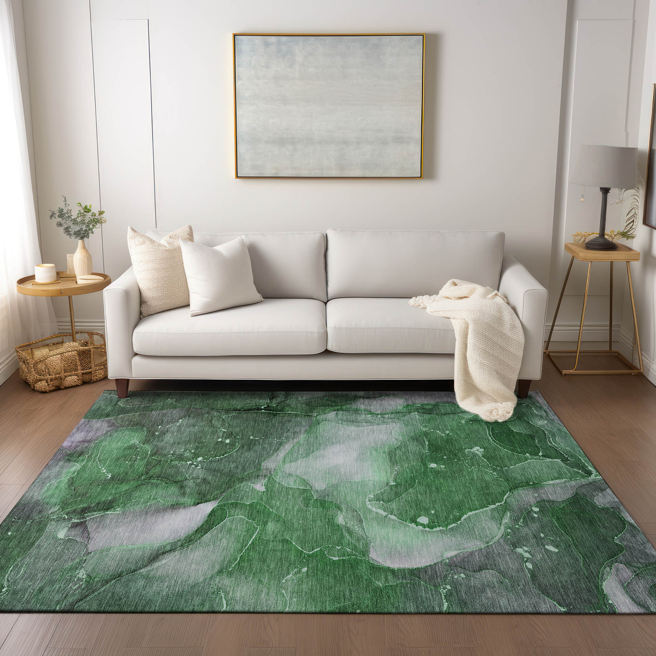 Addison Rugs Chantille ACN522 Green 3' x 5 Indoor Outdoor Area Rug, Stain Resistant, Machine Washable, Non Shedding, Bedroom, Living Room, Dining Room, Kitchen Rug
