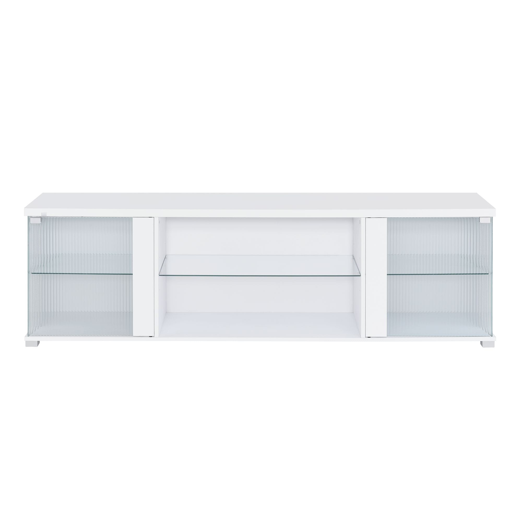 Picket House Furnishings Indira  70" TV Stand with LED in Glossy White