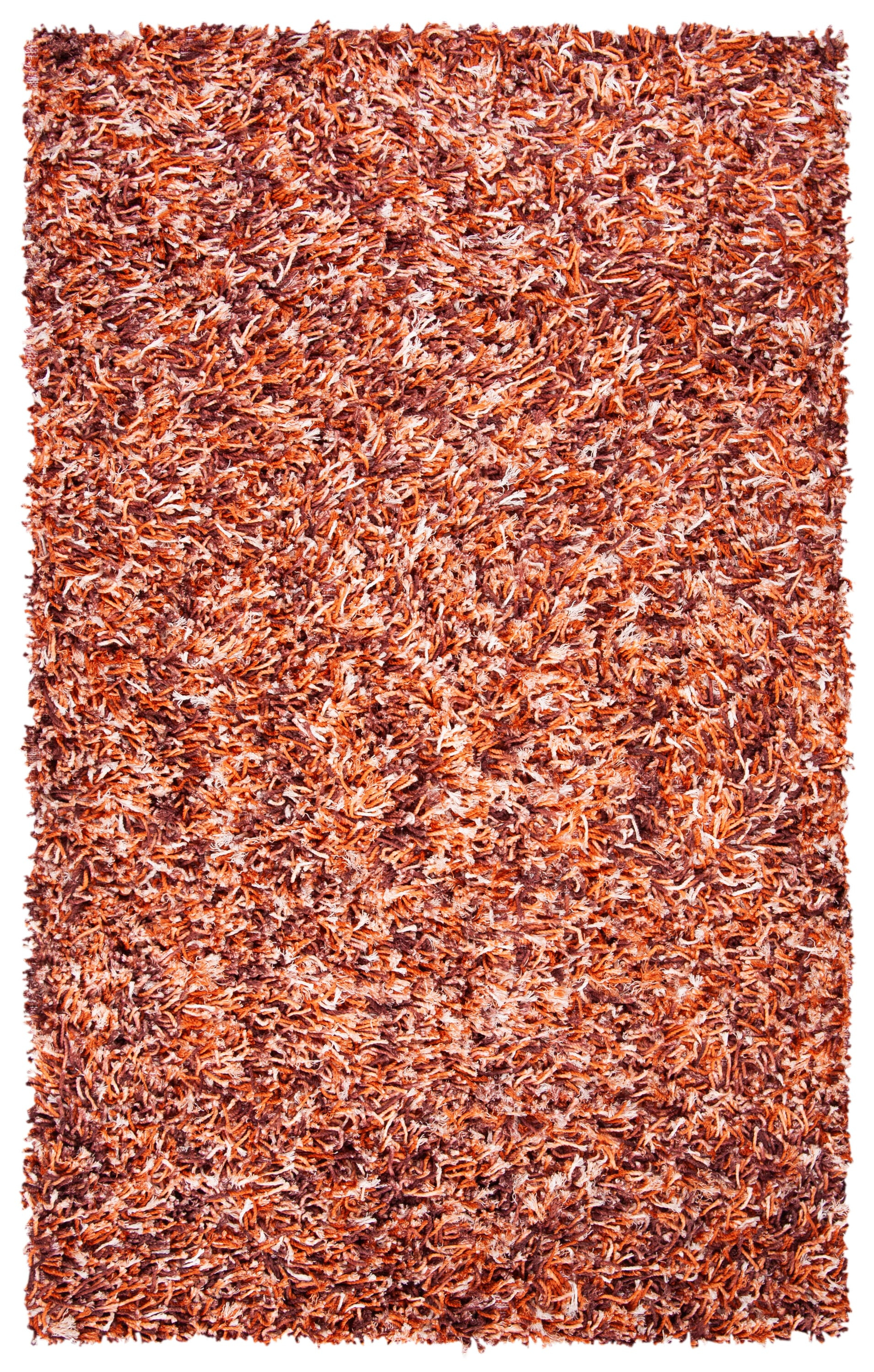 SAFAVIEH Rio Kynaston Solid Polyester Shag Area Rug, Rust/Ivory, 6' x 9'