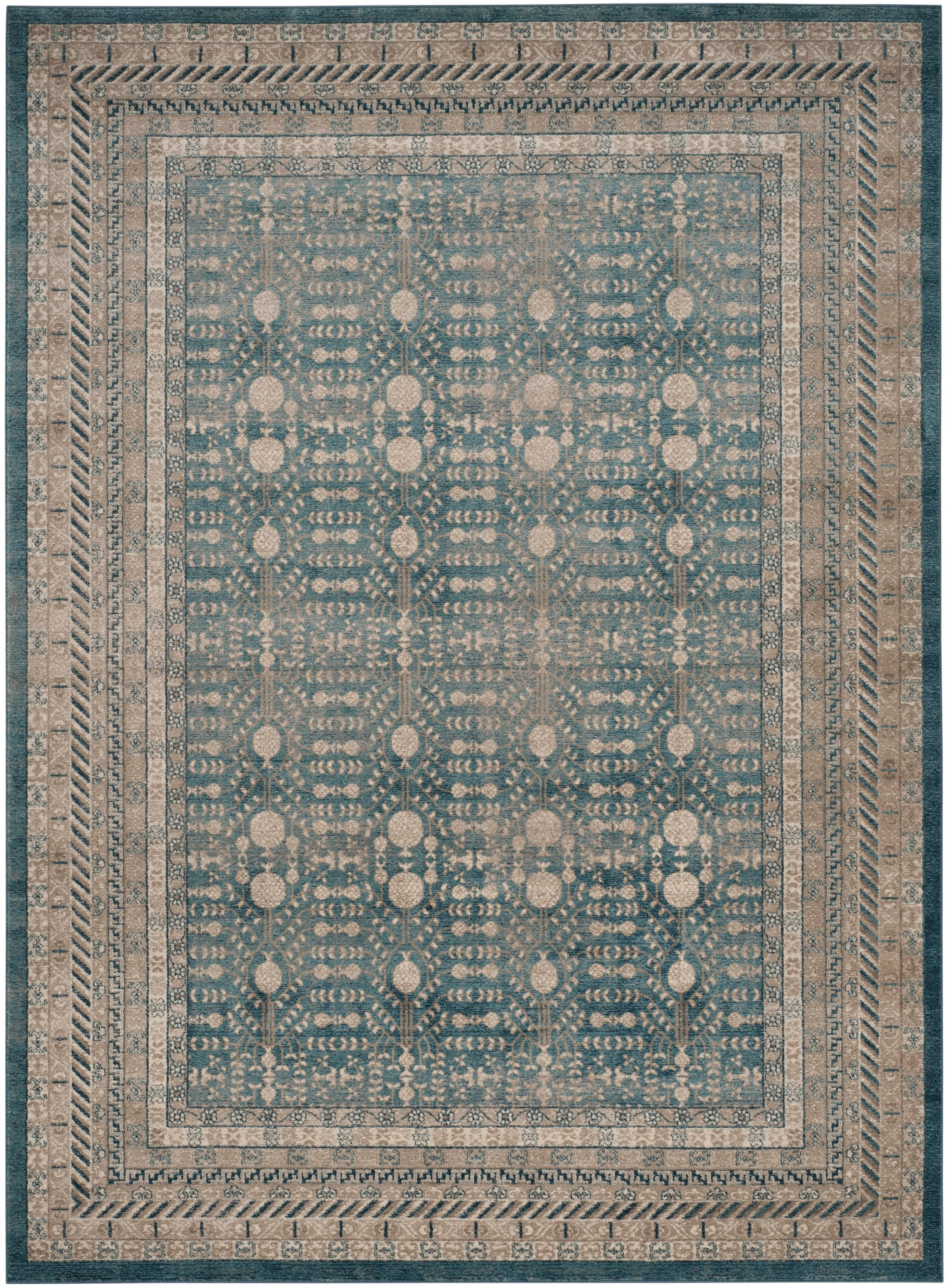Sofia Blue and Beige 9' x 12' Synthetic Rectangular Area Rug
