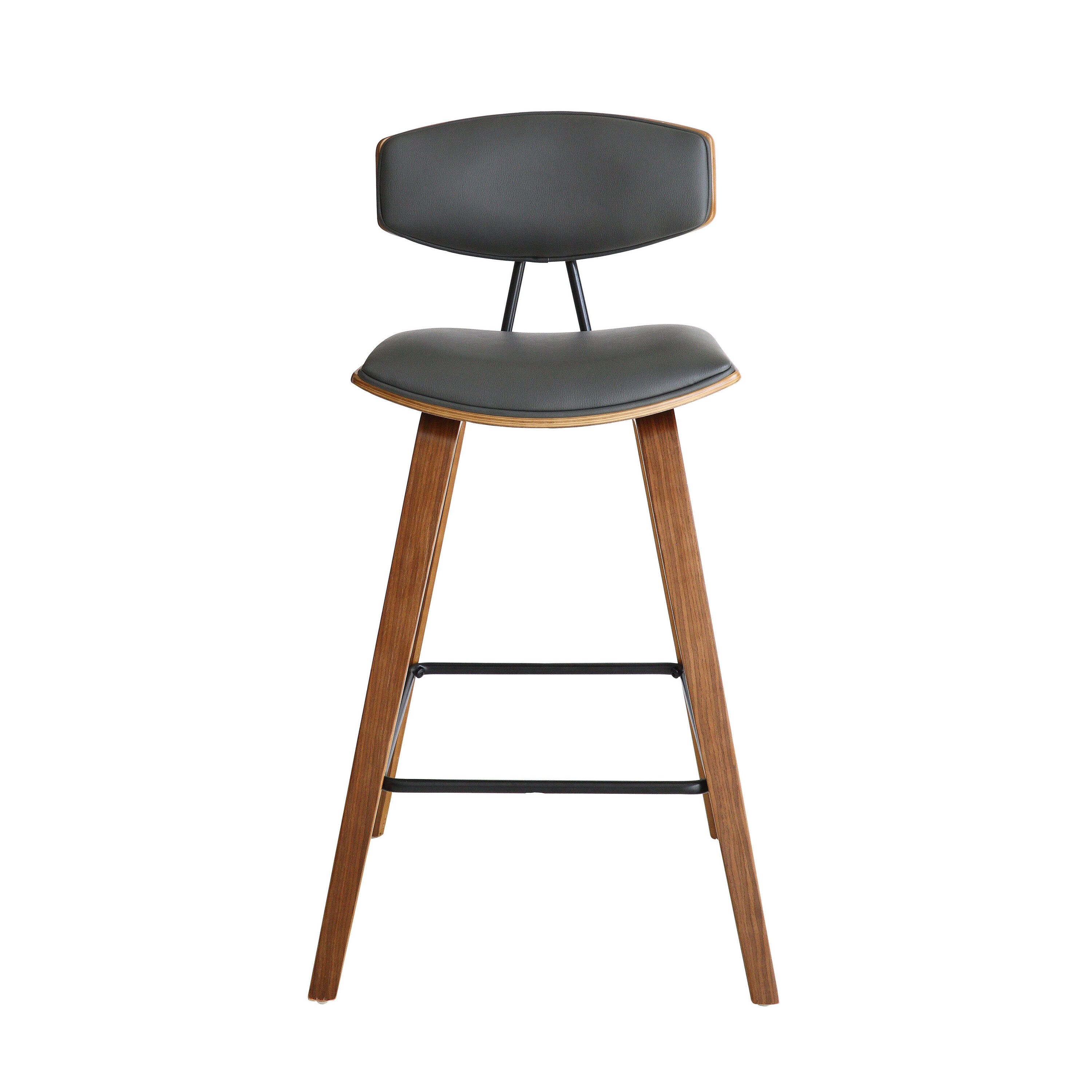 Armen Living Fox Gray 25.5-in H Counter height Square seat Upholstered Wood Bar Stool and Back