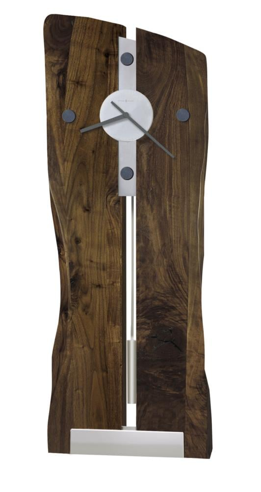 Modern Walnut and Nickel 35" Analog Wall Clock