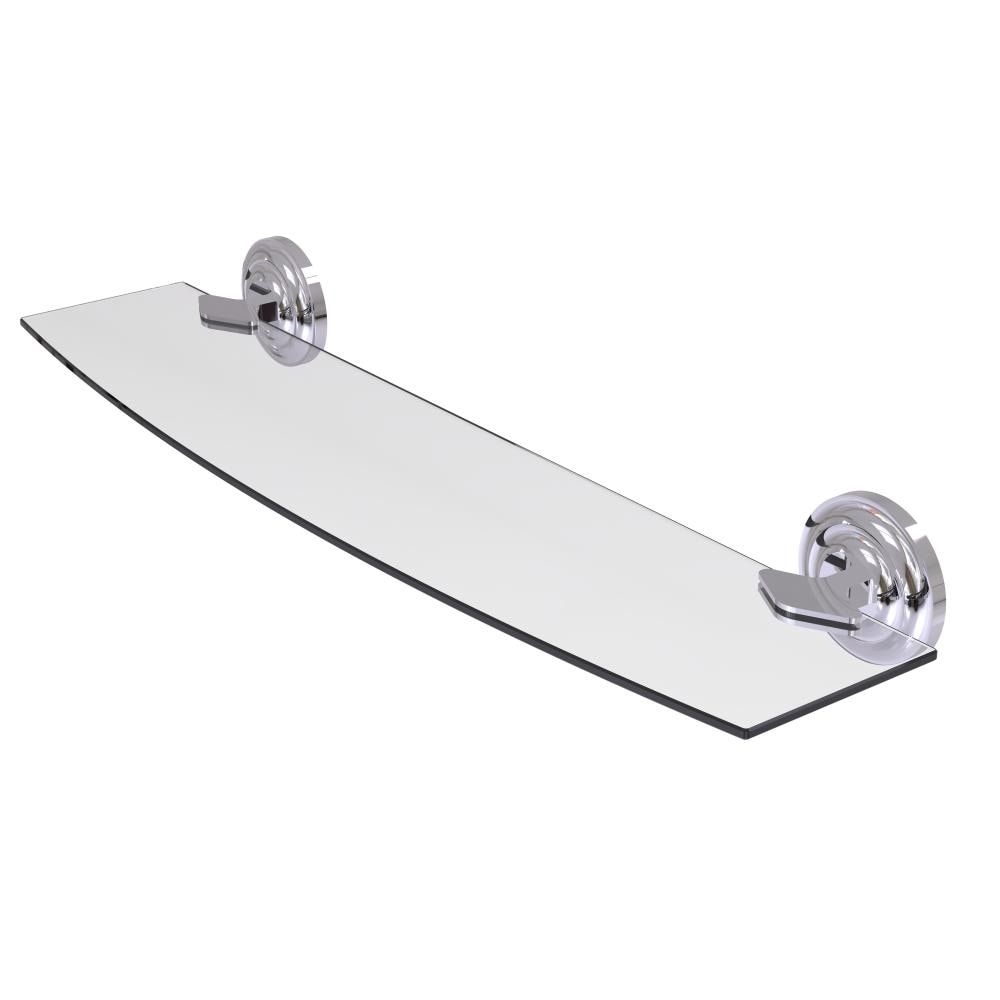 Elegant 24" Polished Chrome Wall-Mounted Glass Shelf