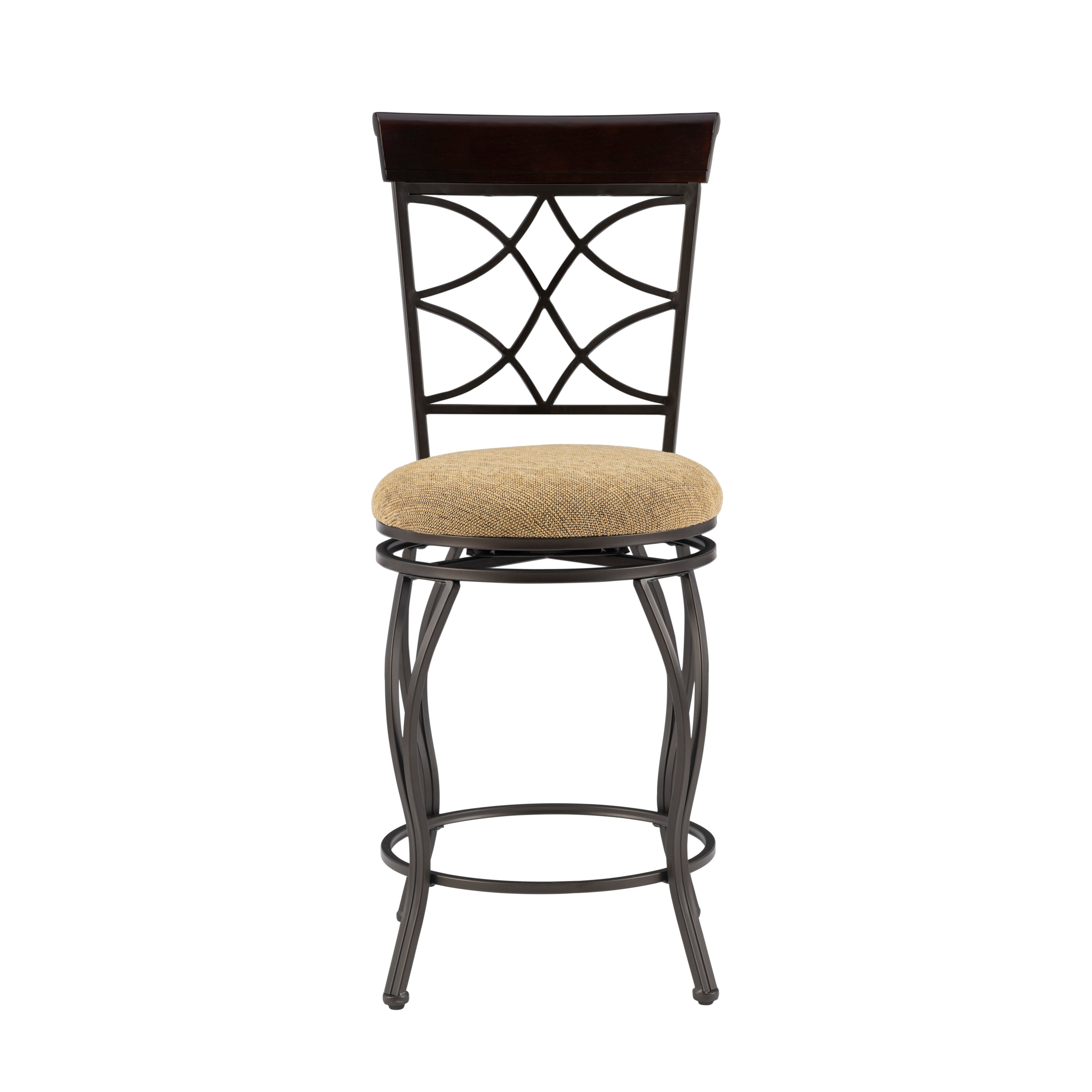 Linon Curves Counter Bar Stool, Metallic Brown, 24 inches Seat Height