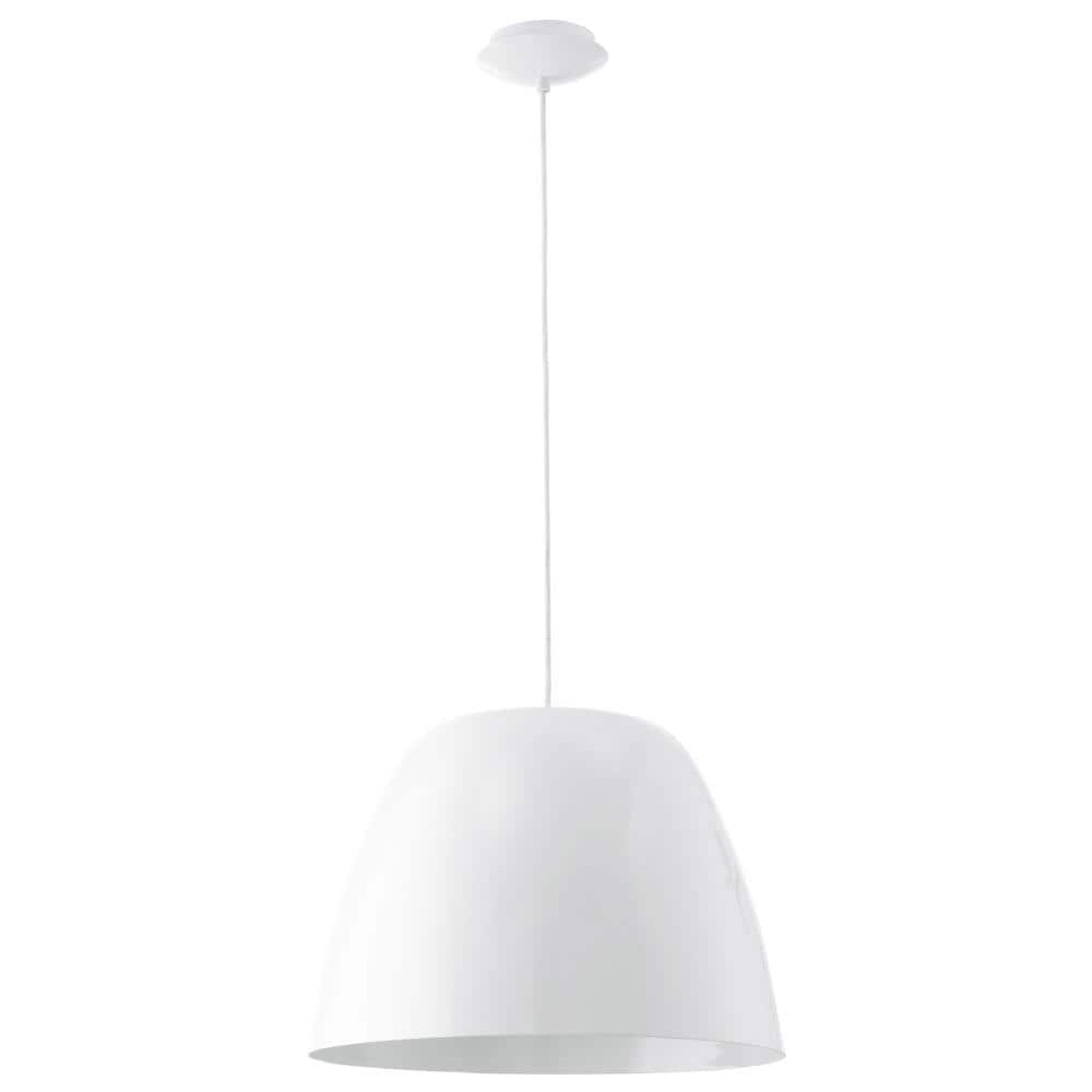 Glossy White Glass Bowl Pendant Light with LED Option