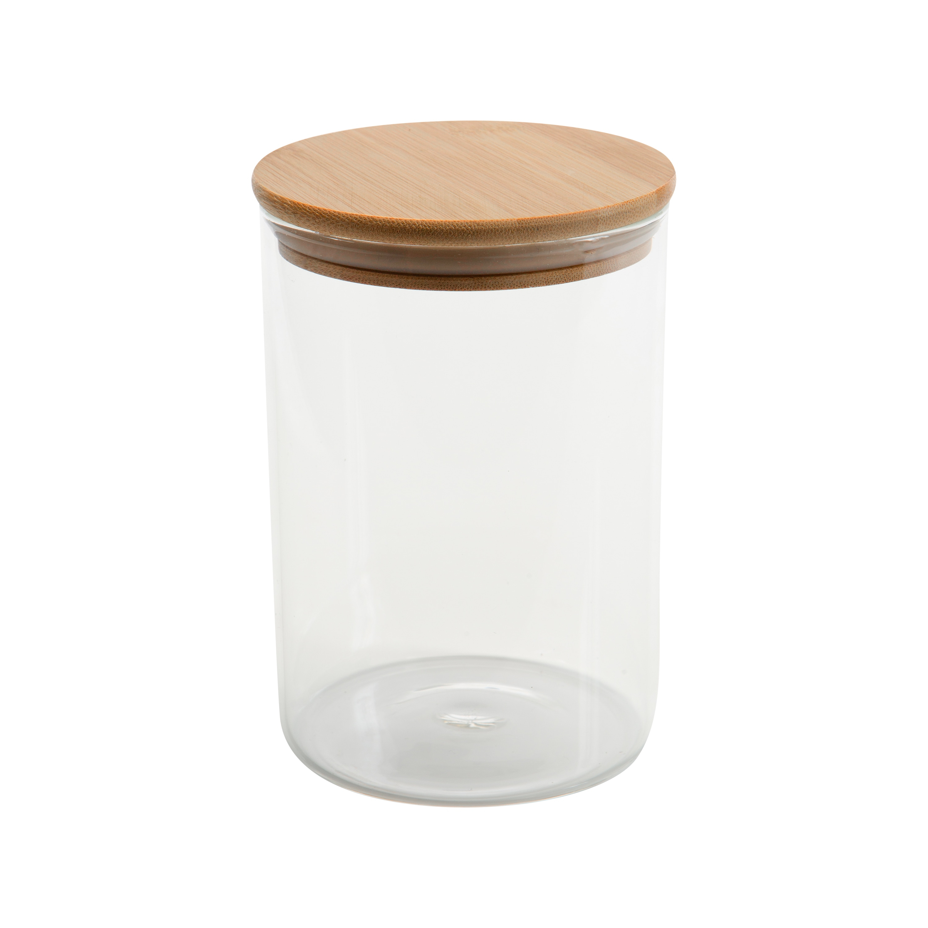 Kitchen Details Round Glass Jar | 1 Liter | Bamboo Airtight Seal Lid | Wide Mouth | Food Storage Canister | Tea or Coffee | Spices | Flour | Sugar | Clear