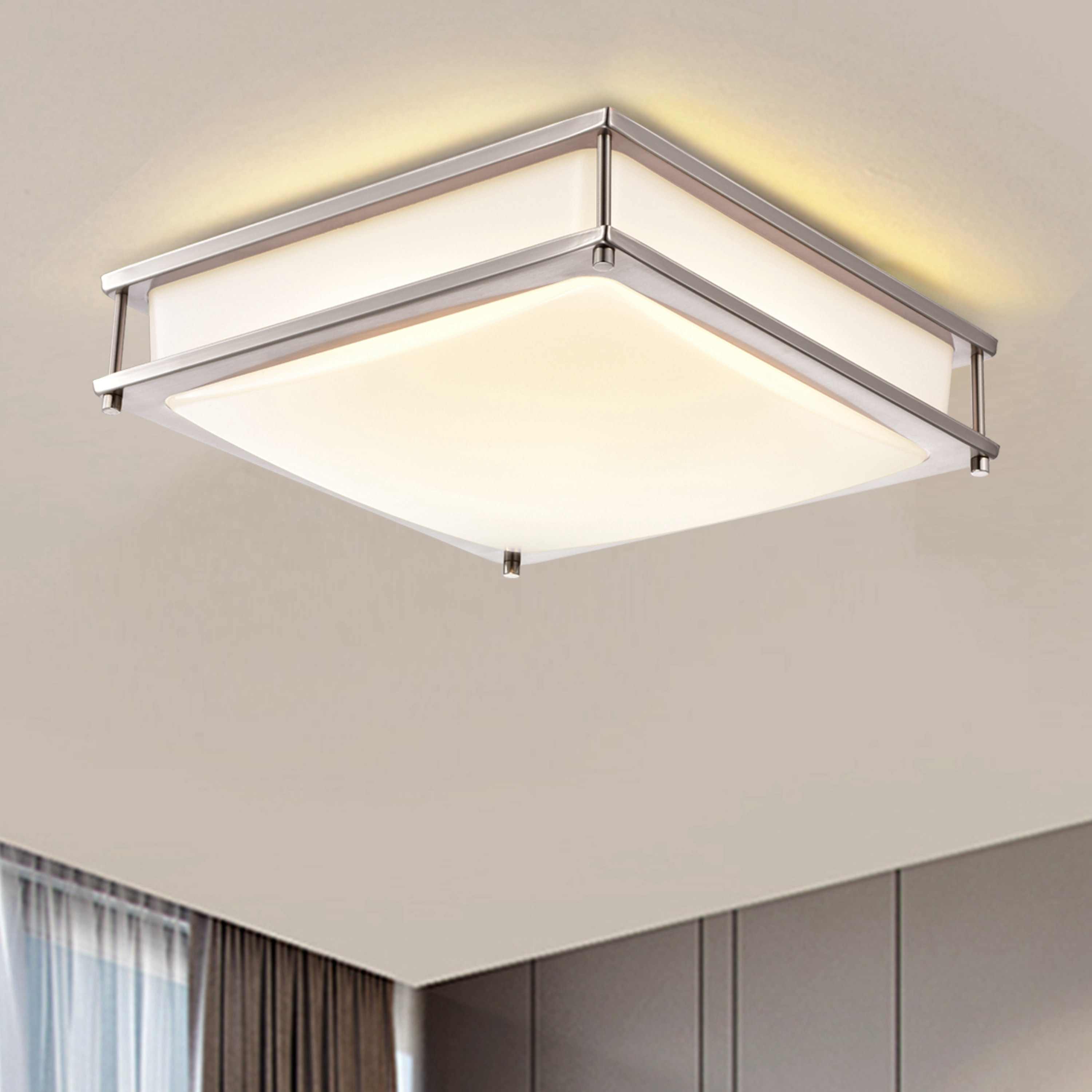 C Cattleya 12 in. Dimmable Modern LED Flush Mount Ceiling Light 3000K/4000K/5000K- Brushed Nickel