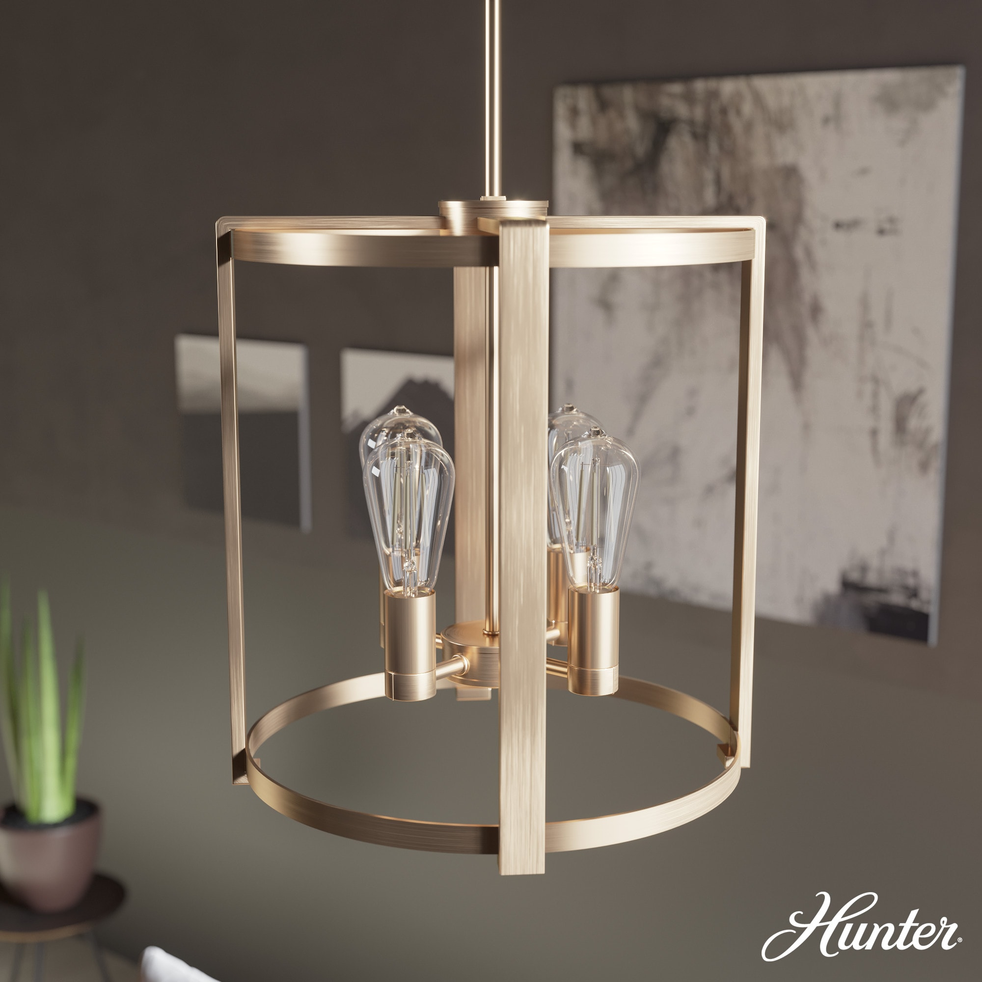 Hunter Fan 4 Modern Alturas Gold Cage Chandeliers