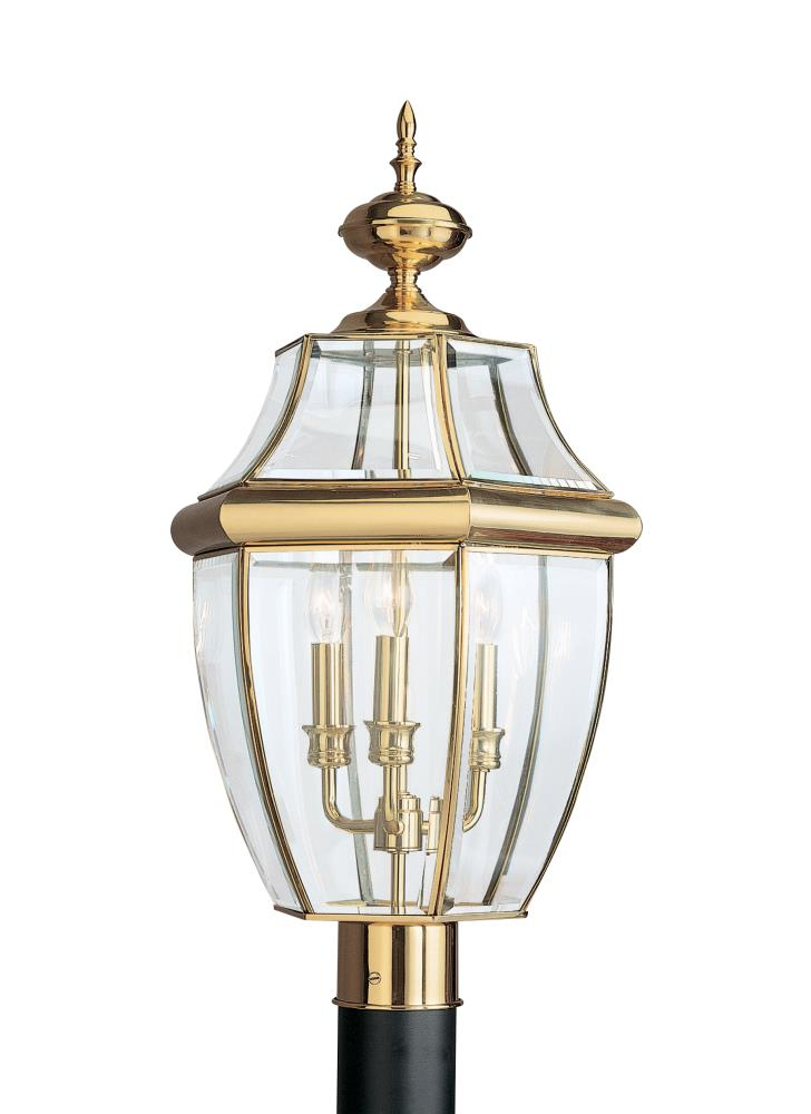 Lancaster 3-Light Outdoor Polished Brass Post Top