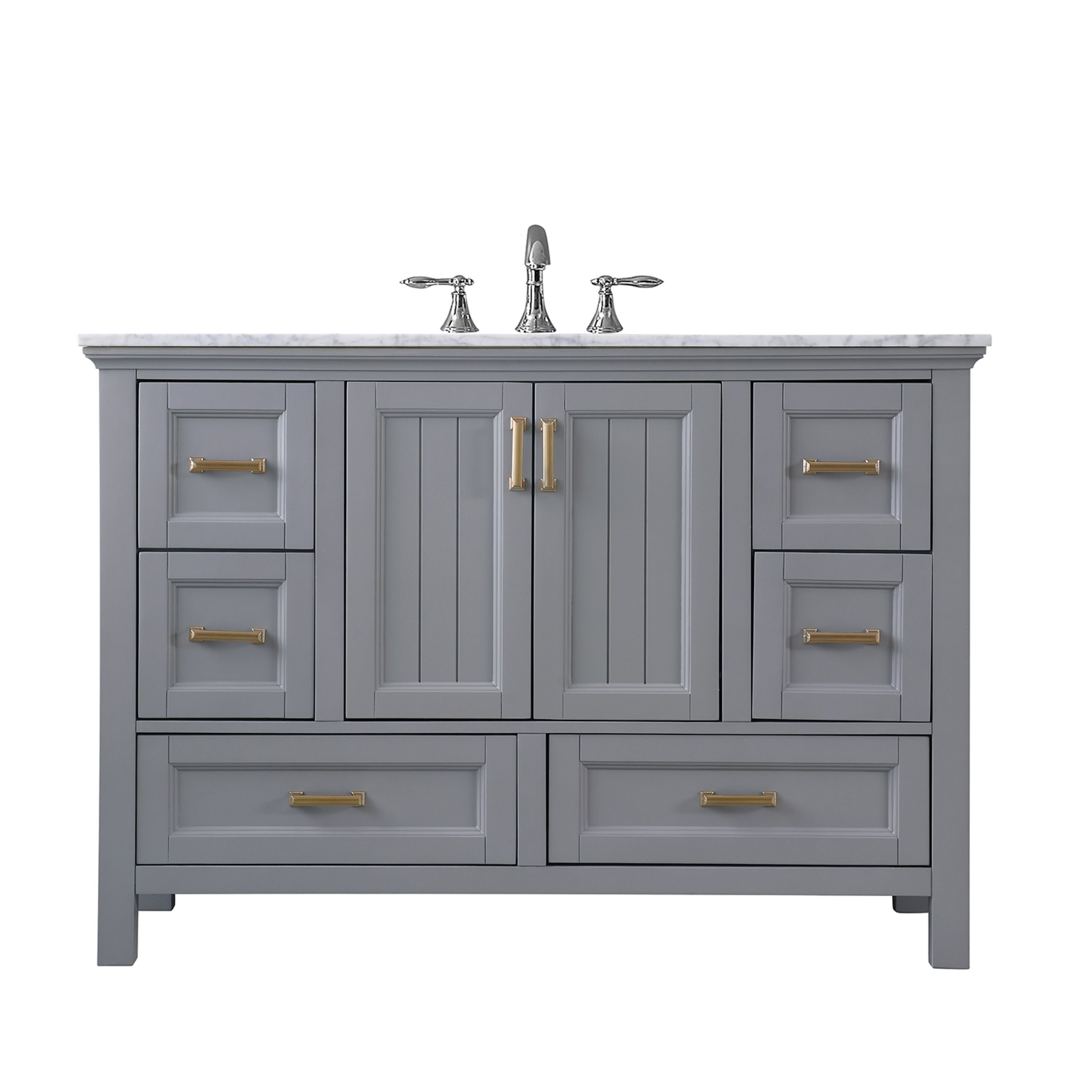 Isla 48" Marble Countertop Single Vanity w/o Mirror Gray