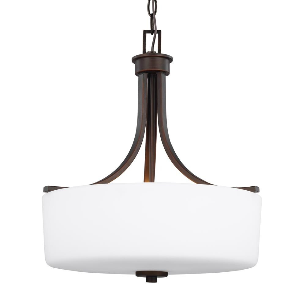 Canfield Bronze LED Drum Pendant with Etched White Glass Shade