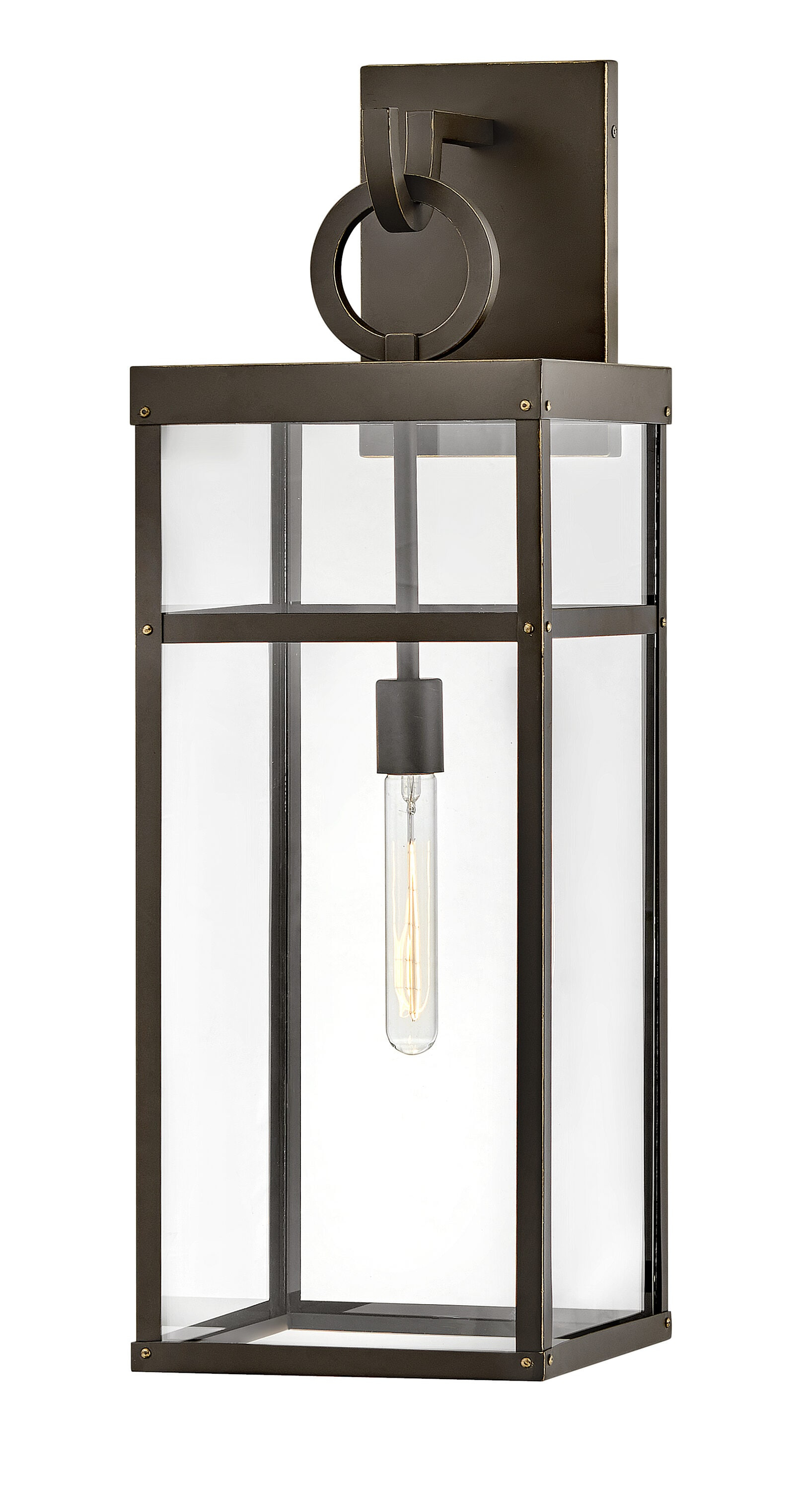 Elegant Bronze Dimmable LED Outdoor Wall Lantern with Clear Glass