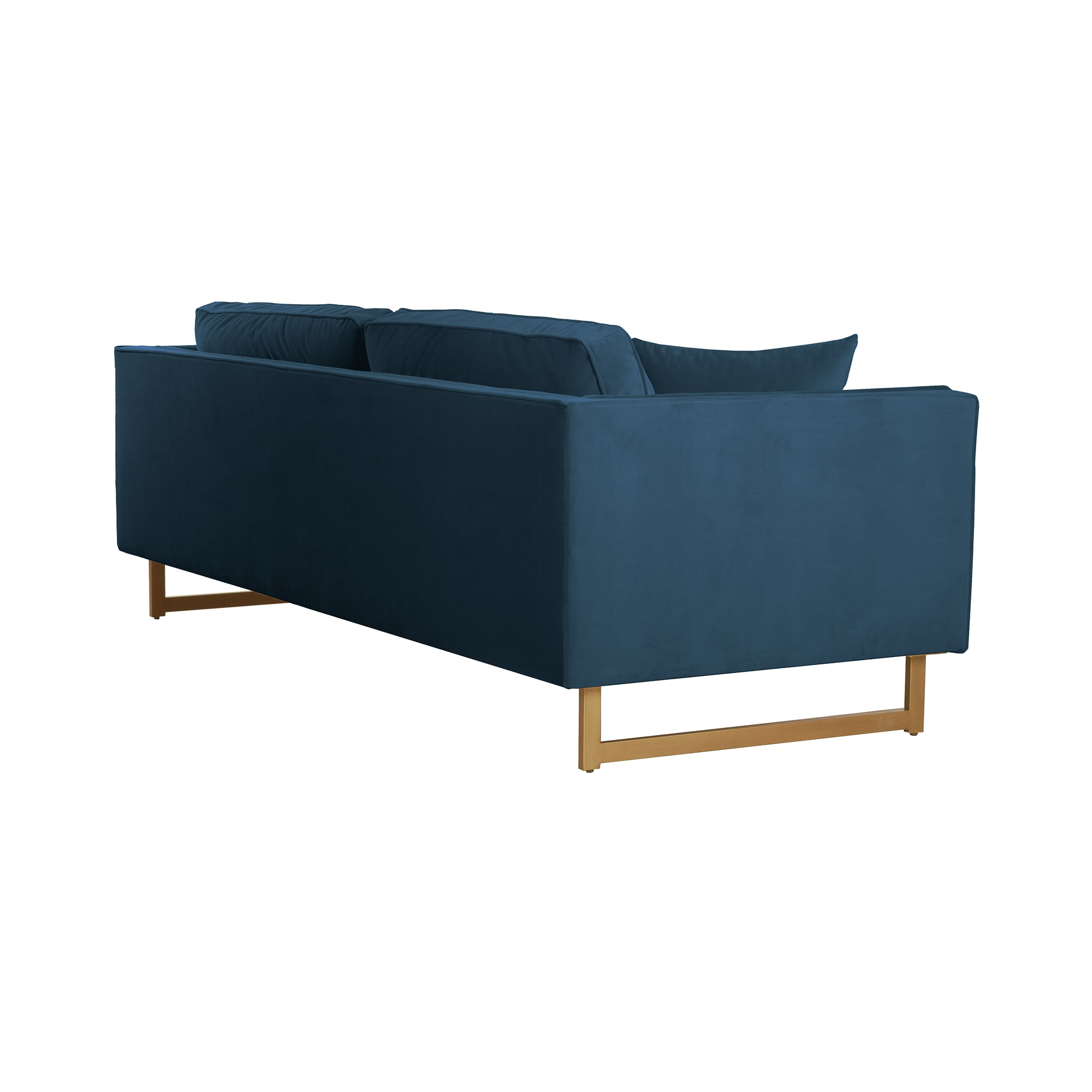 Lenox Blue Velvet Sofa with Brass Legs