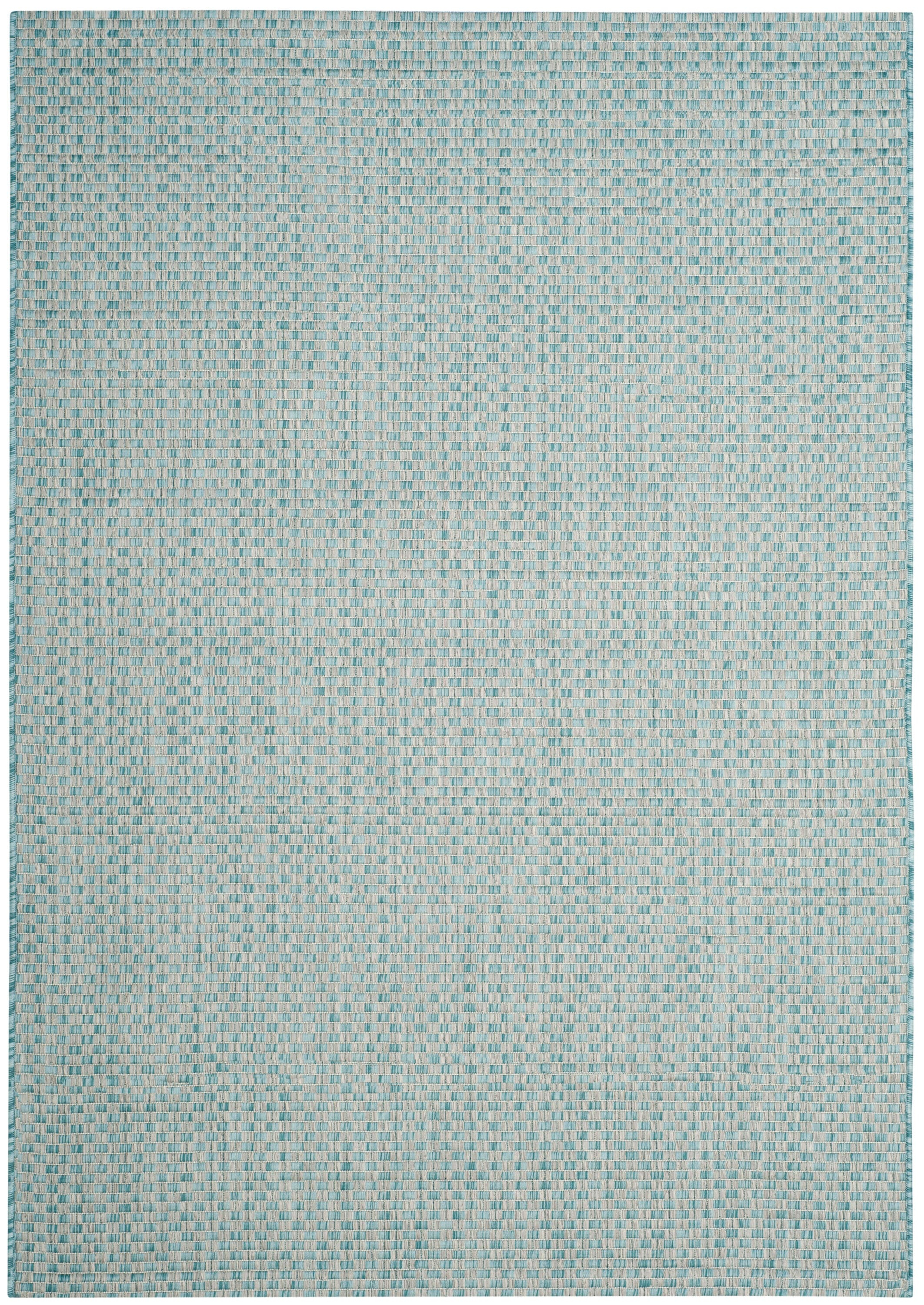 SAFAVIEH Courtyard Blair Checkered Indoor/Outdoor Area Rug, Light Blue/Light Grey, 5'3" x 7'7"