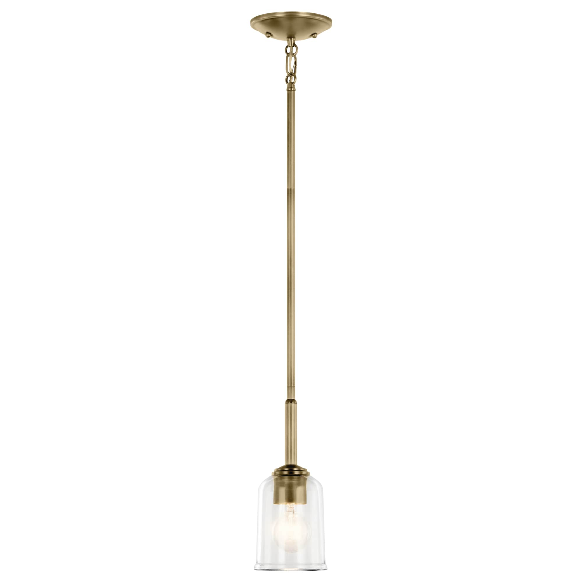 Kichler 43674 Shailene 5" Wide Mini Pendant - Natural Brass / Clear