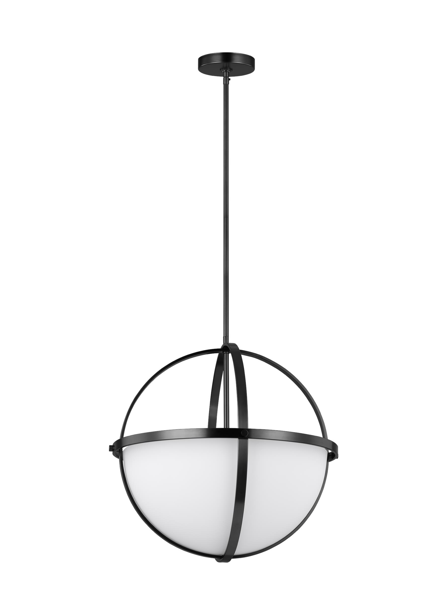 Alturas Contemporary Midnight Black 3-Light Globe Pendant with Etched Glass