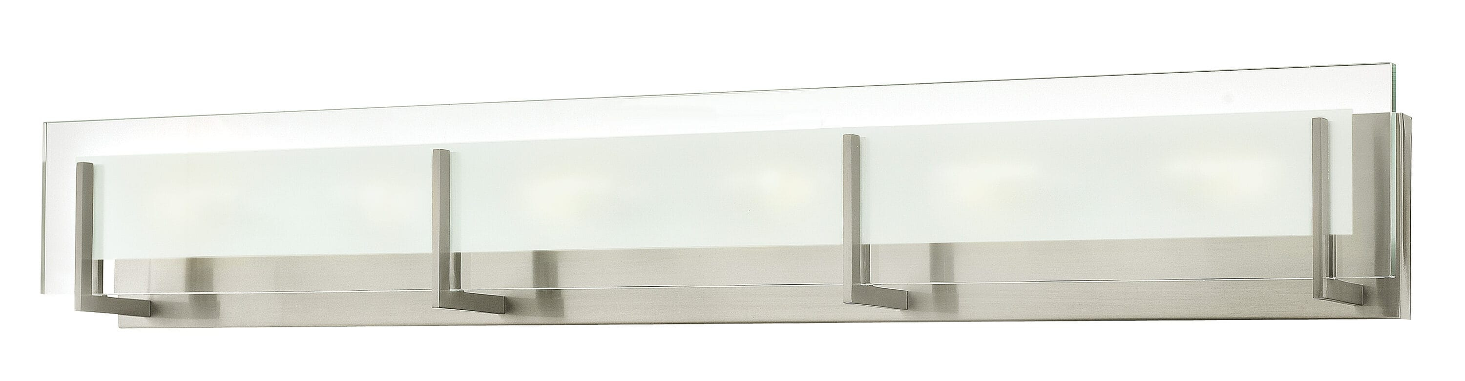 Latitude Sleek 6-Light Brushed Nickel Outdoor Bath Bar with Clear Etched Glass