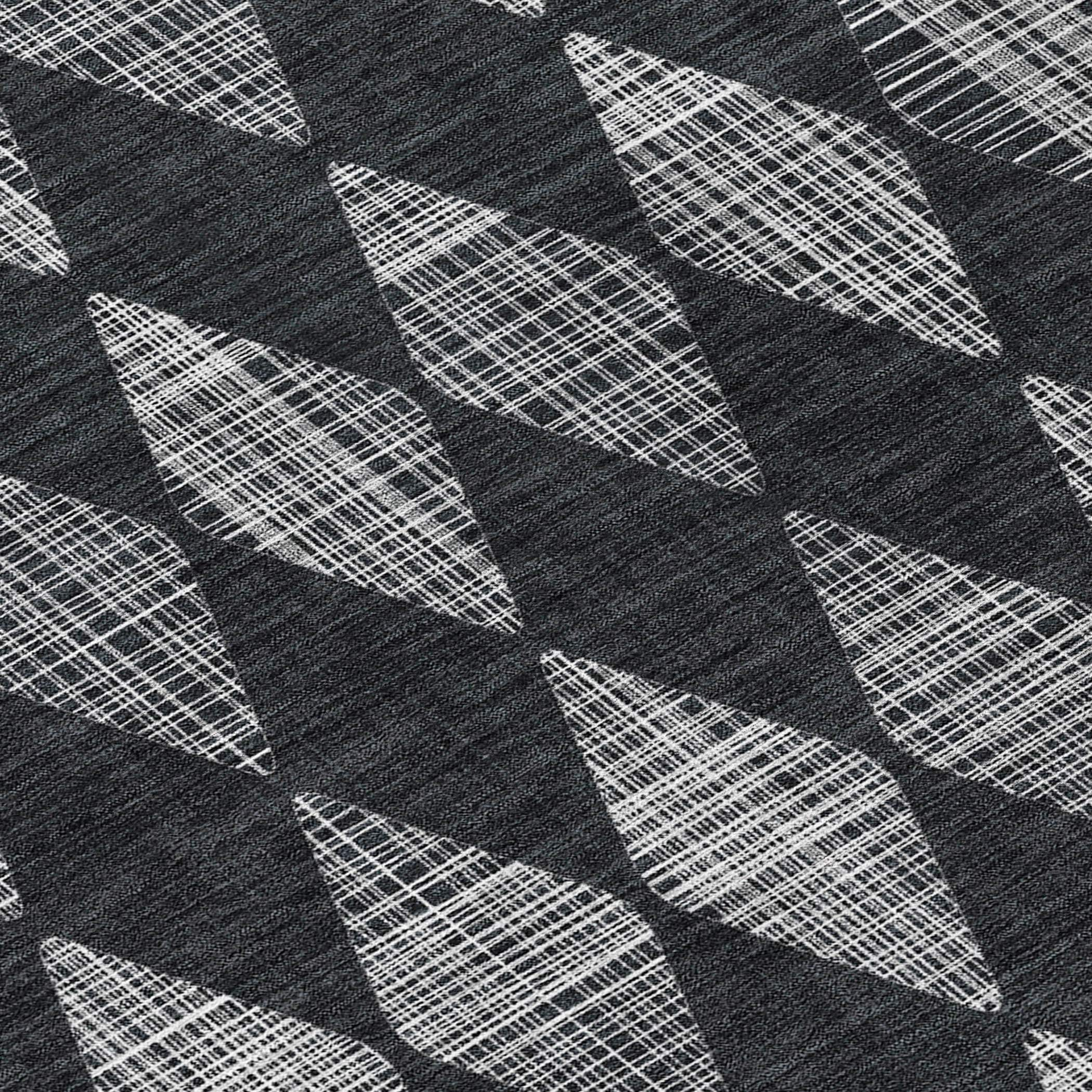 Charcoal Diamond Pattern Machine Washable Rug 1'8" x 2'6"