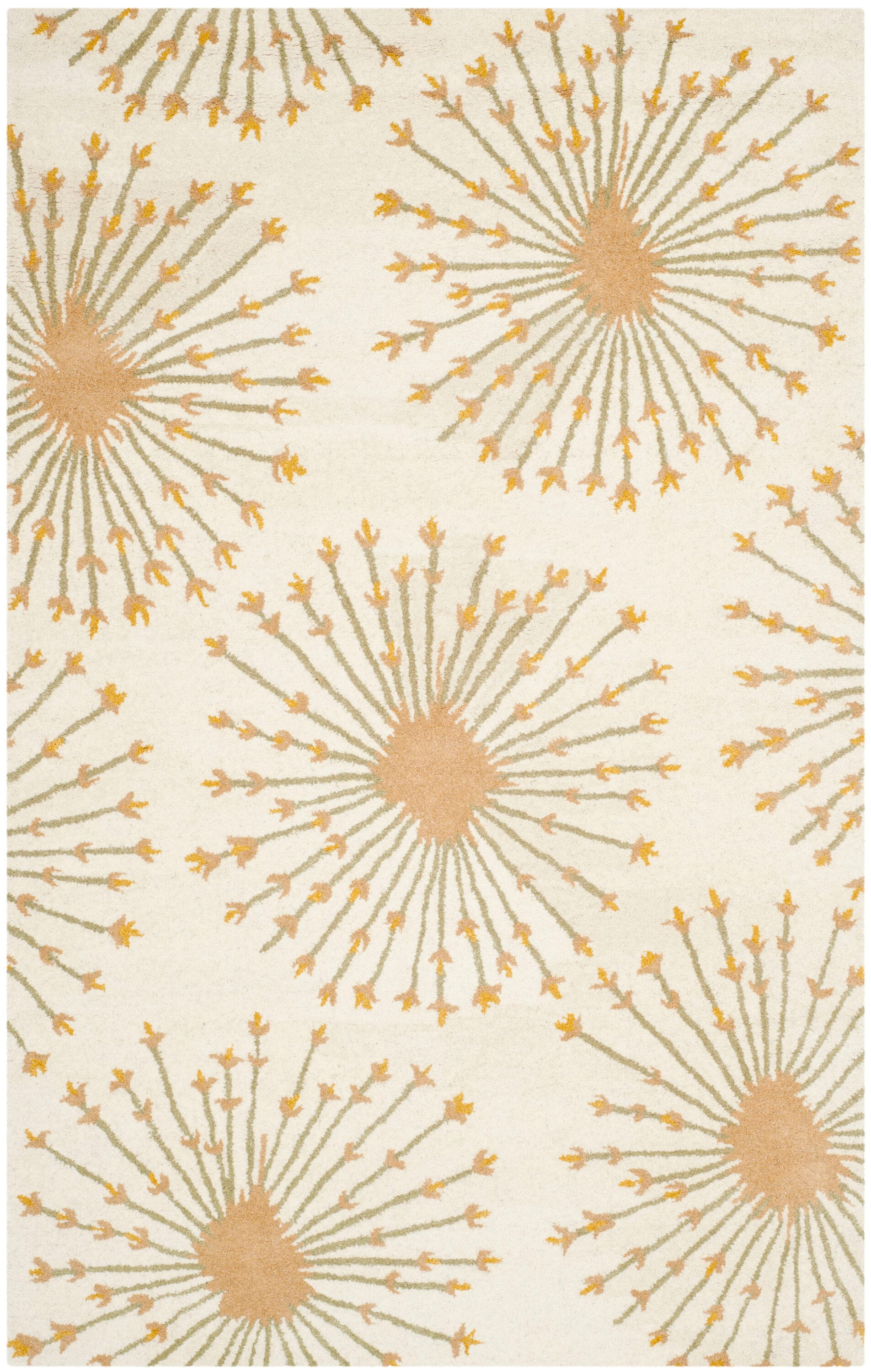 SAFAVIEH Bella Owen Fire Burst Wool Area Rug, Beige/Gold, 8' x 10'