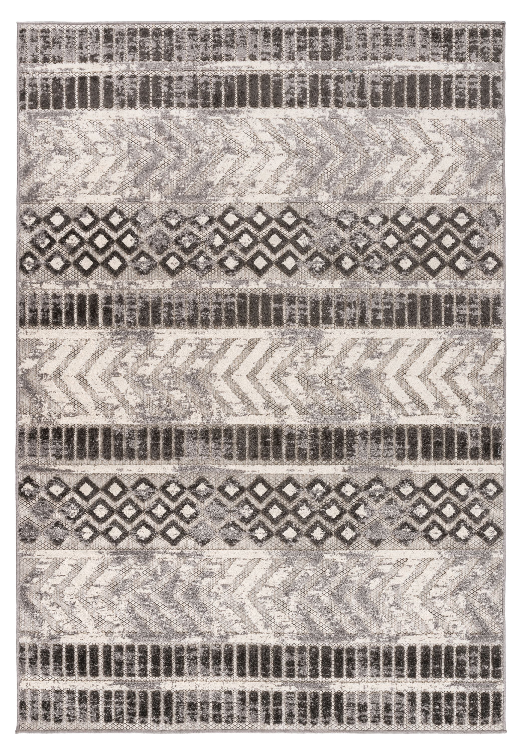 World Rug Gallery Patio 8 x 10 (ft) Loomed Polypropylene Gray Rectangular Indoor/Outdoor Geometric Bohemian/Eclectic Area rug
