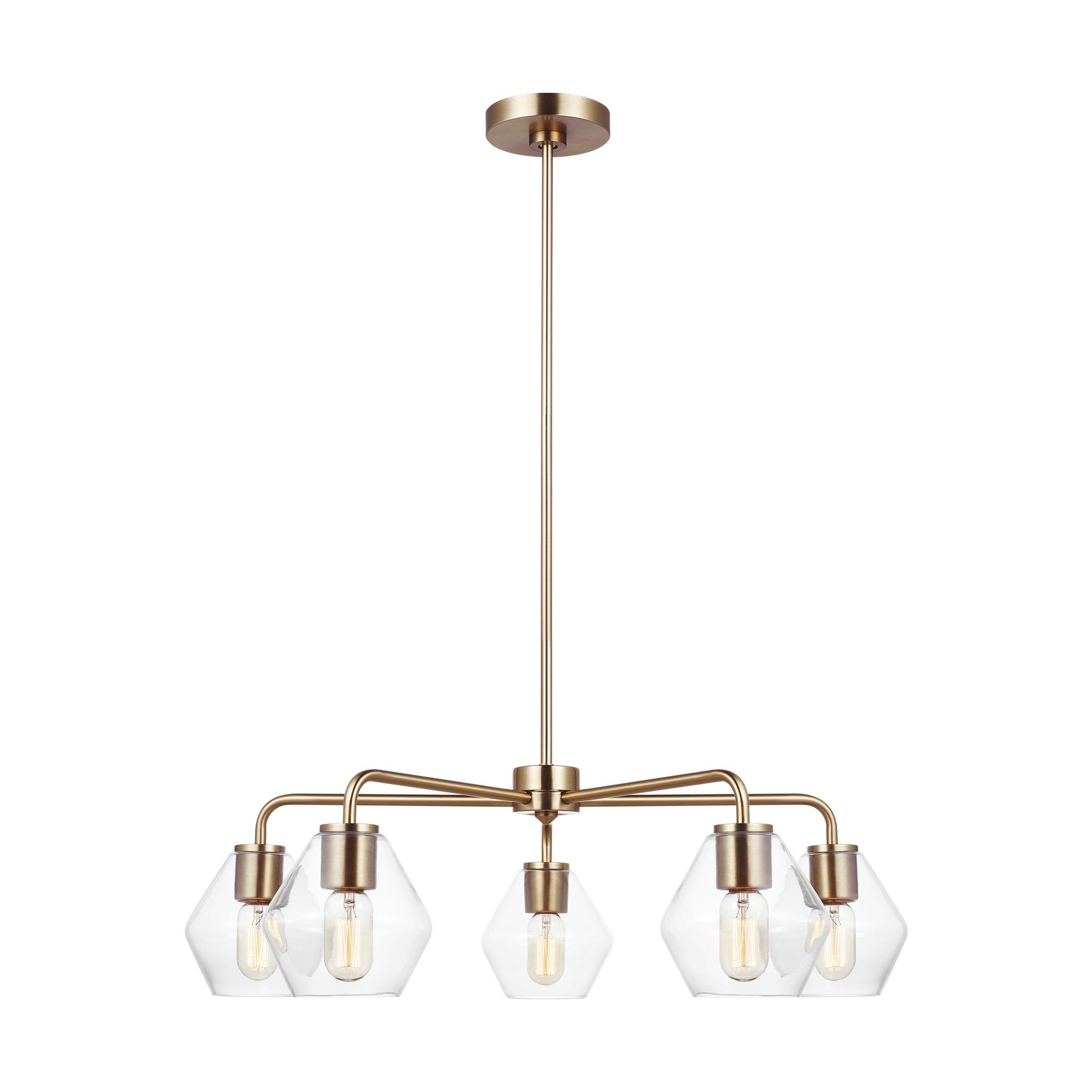 Satin Brass Jett 5-Light Industrial Farmhouse Outdoor Chandelier