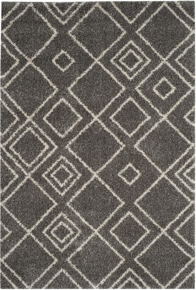 Safavieh Arizona Nettie Shag 8 x 10 (ft) Loomed Polypropylene Brown/Ivory Rectangular Indoor Geometric Mid-Century Modern Area rug