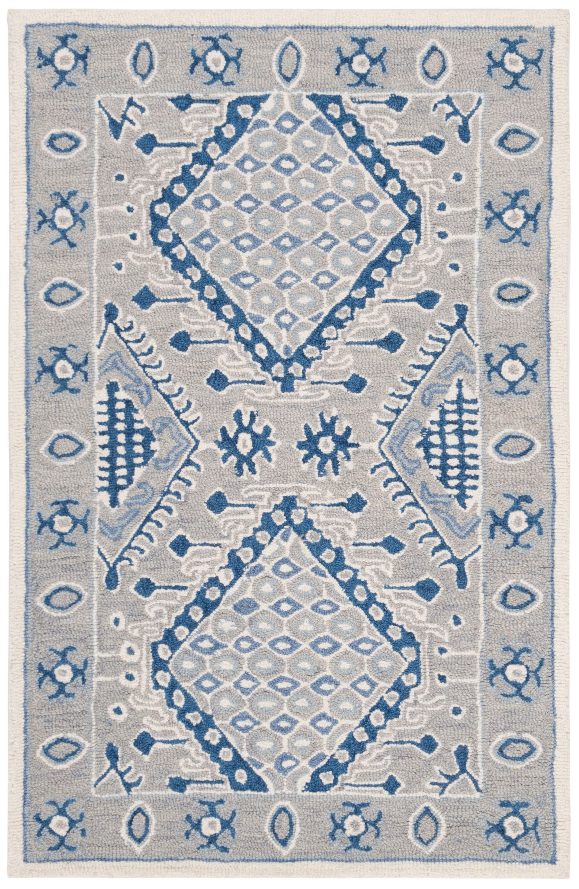 Micro-Loop MLP511 Hand Tufted Accent Rug - Light Grey/Blue - 2'6"x4' - Safavieh.