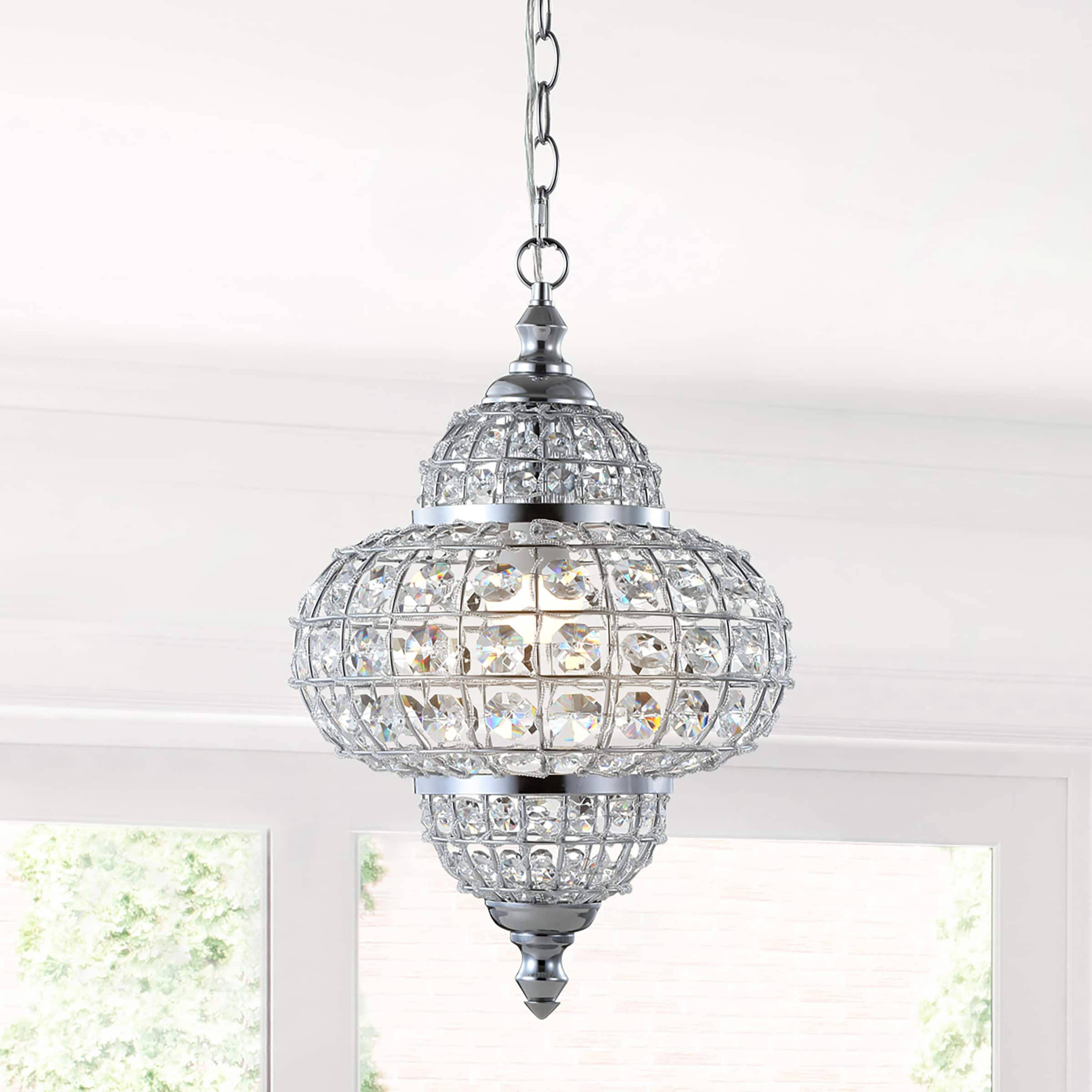 Juliette 12" Crystal/Metal LED Pendant Pendant, Chrome