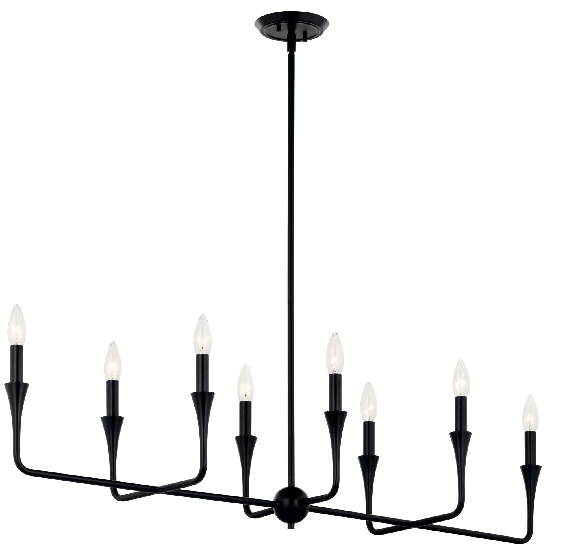 KICHLER Alvaro 8-Light Linear Chandelier, Soft Modern Light in Black, for Dining Room or Kitchen (24.25" x 11.5" x 45.5"), 52693BK