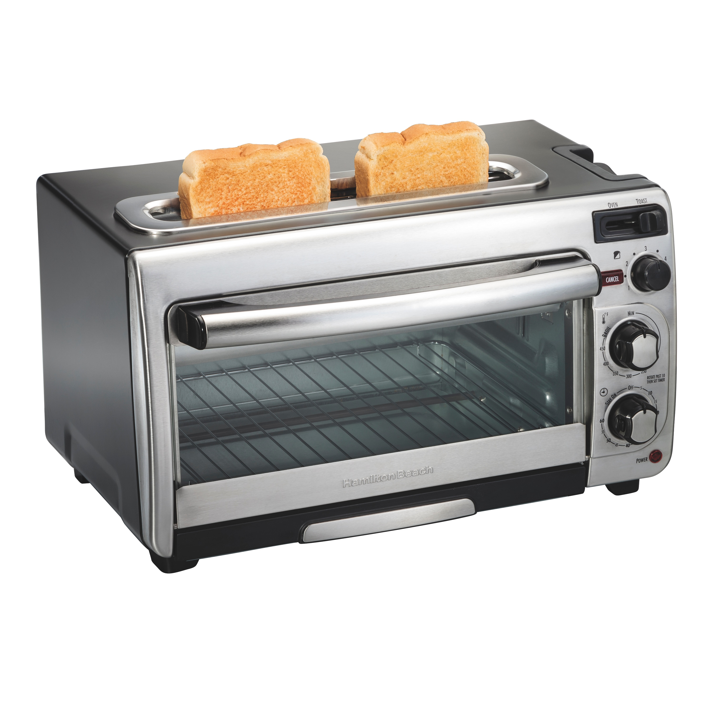 Hamilton Beach 2-in-1 Oven & Toaster Combo, Space-Saving Design, Stainless Steel