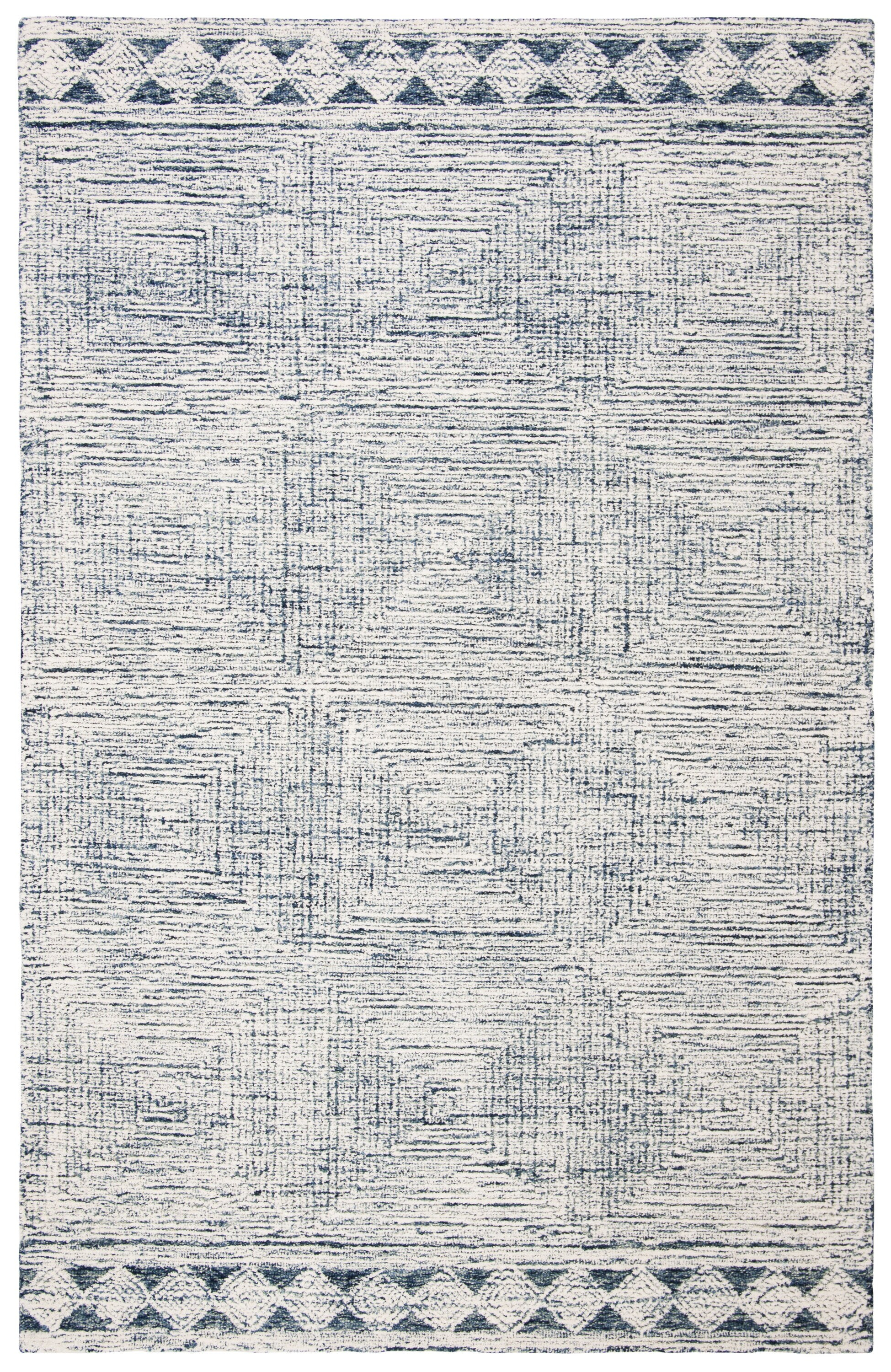 SAFAVIEH Abstract Augustine Geometric Wool Area Rug, Ivory/Navy, 10' x 14'