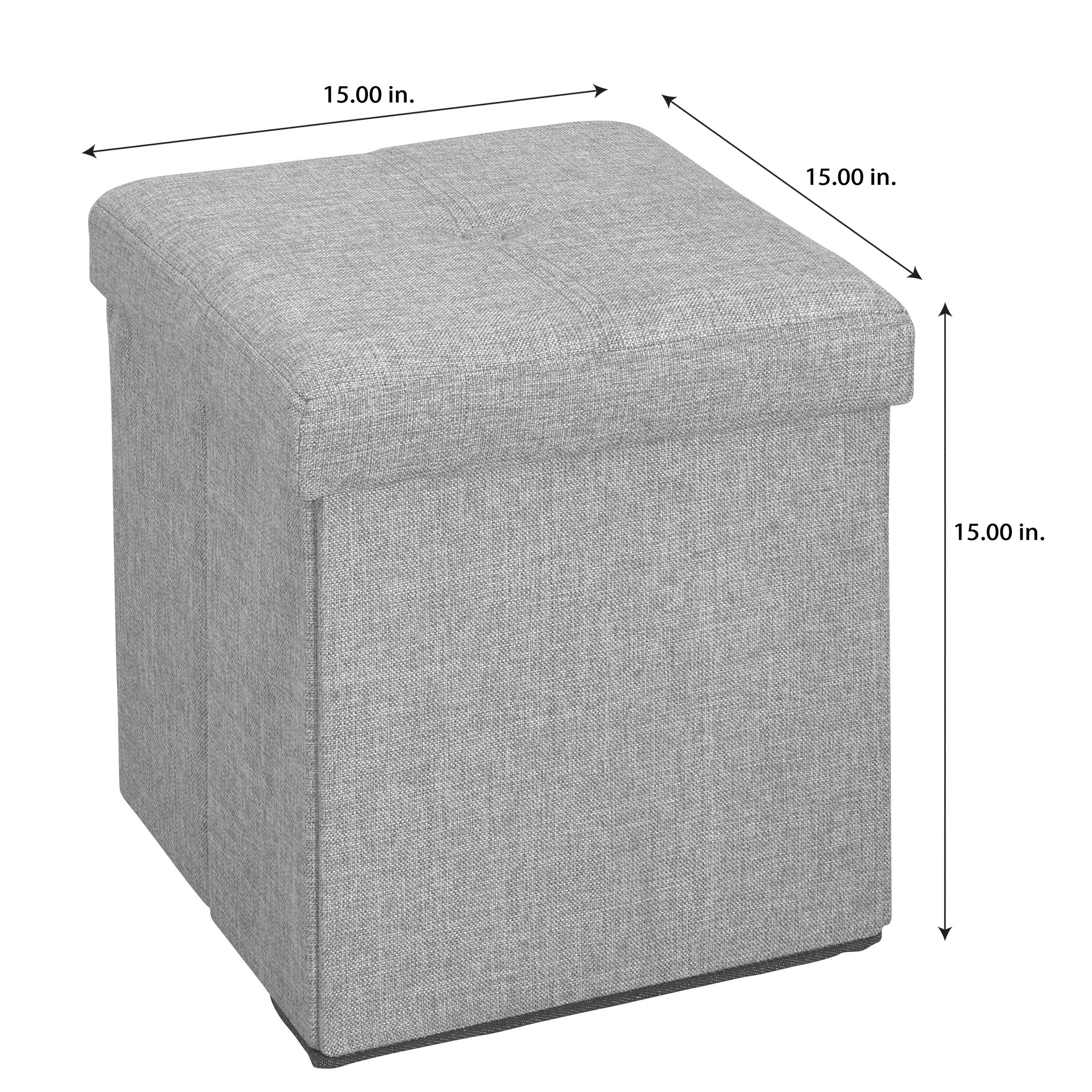 Simplify Faux Linen Folding Storage Ottoman Cube, Gray