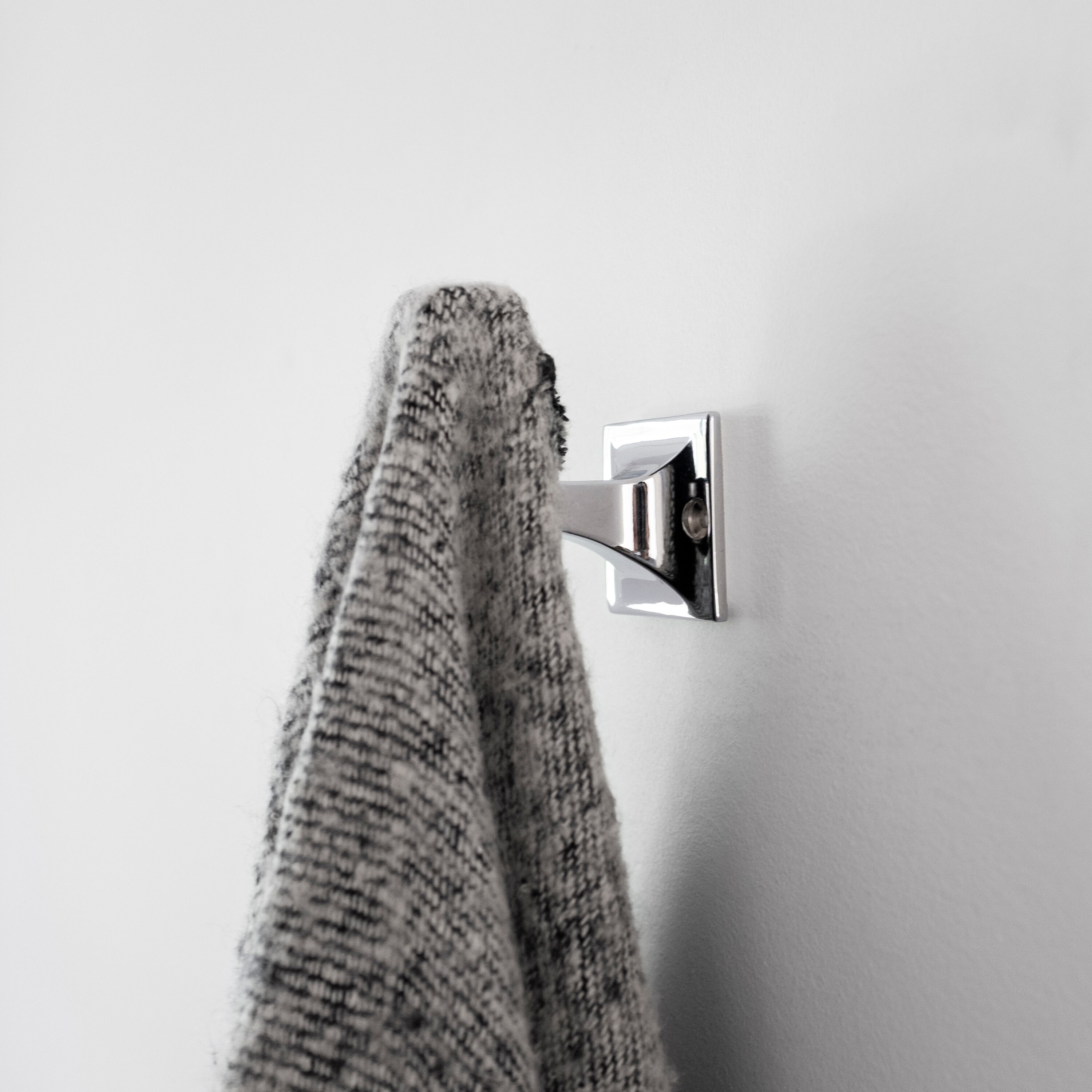 Chrome Metal Single Prong Decorative Wall Hook