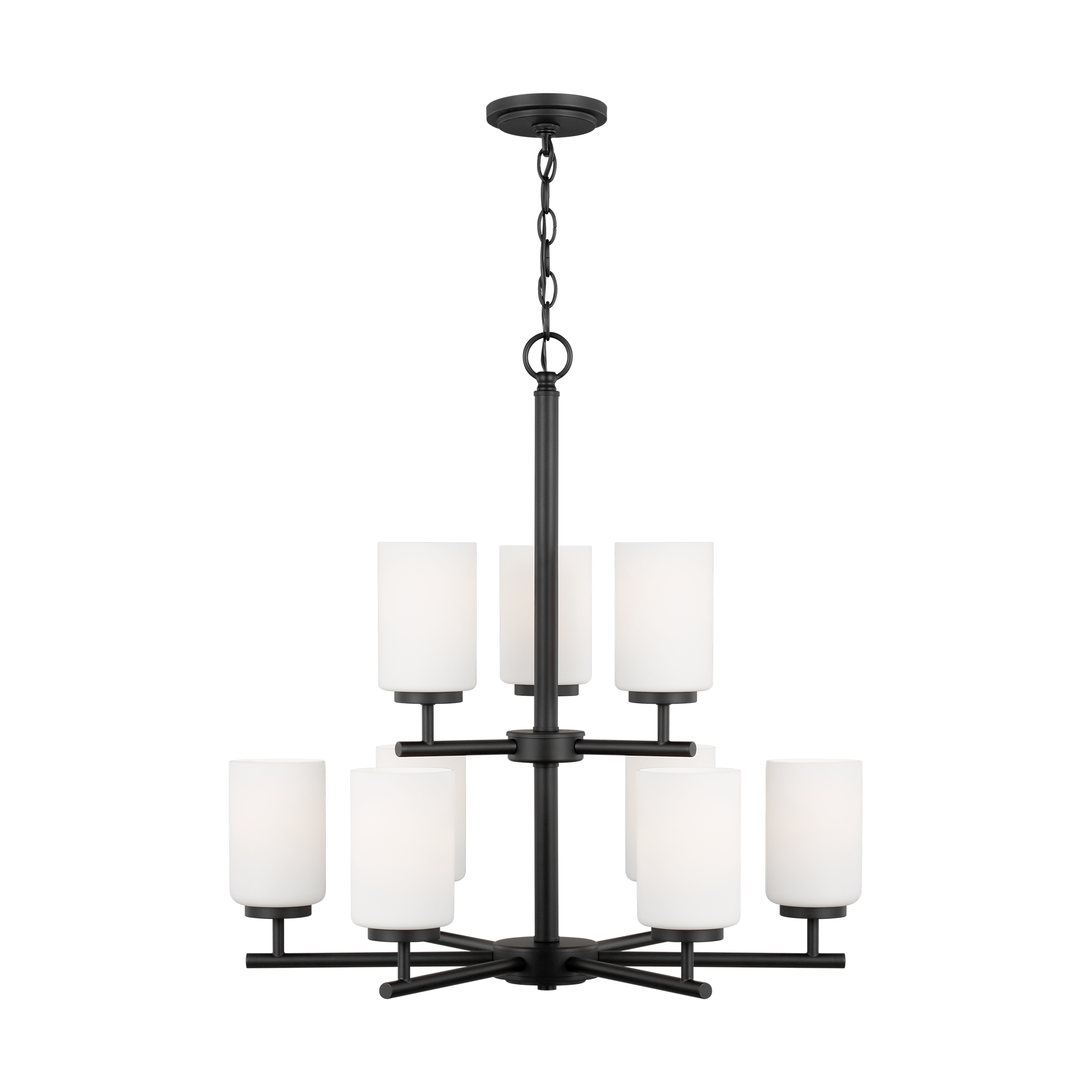 Oslo Midnight Black 9-Light LED Chandelier with Opal Etched Glass