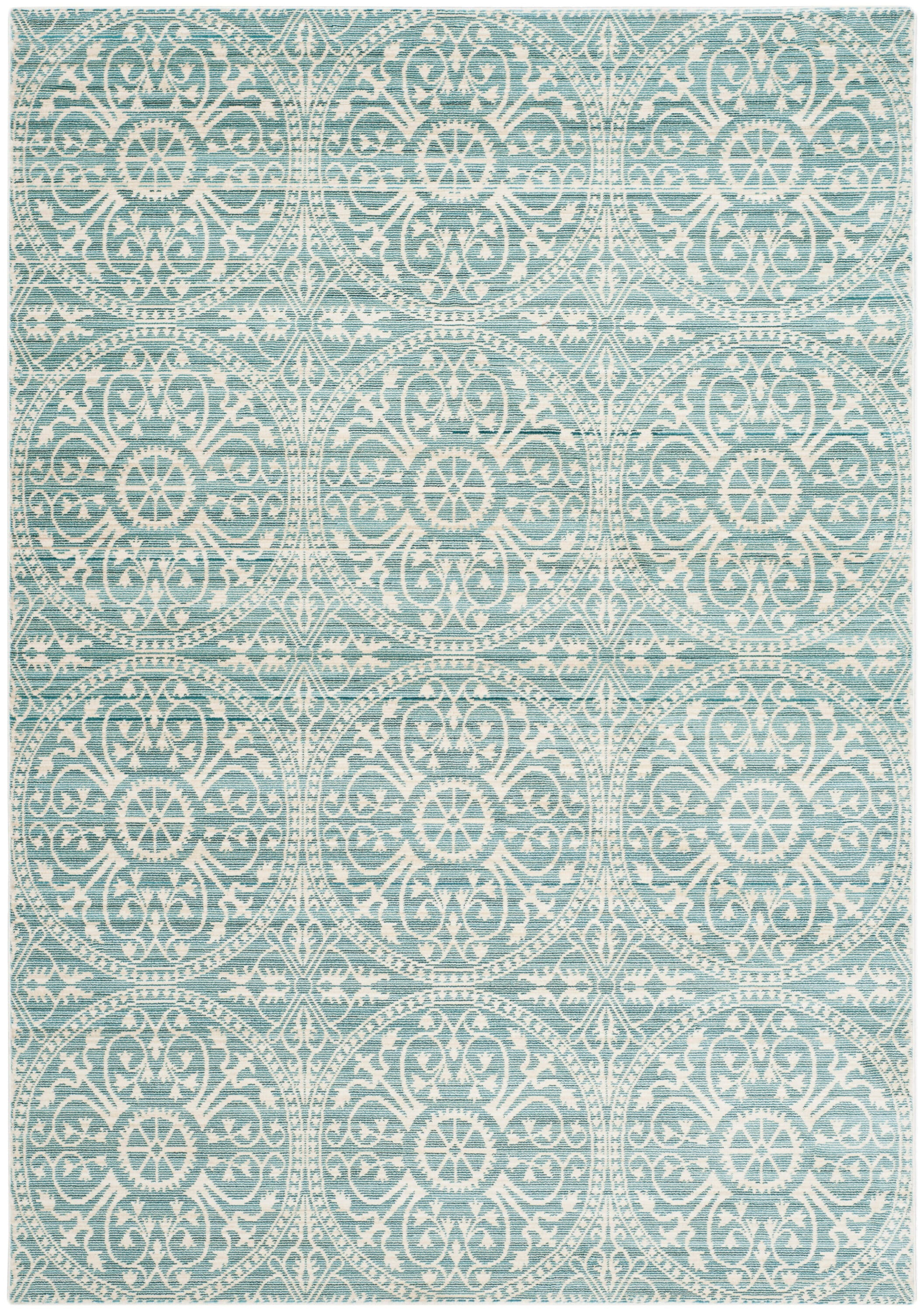 SAFAVIEH Valencia Larry Medallion Polyester Area Rug, Alpine/Cream, 4' x 6'