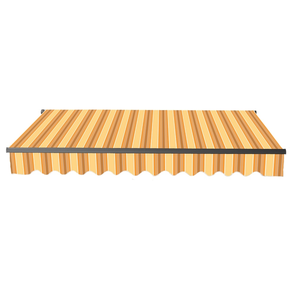 ALEKO Retractable Motorized Multi Striped Yellow 13 x 10 ft Patio Awning  Black Frame