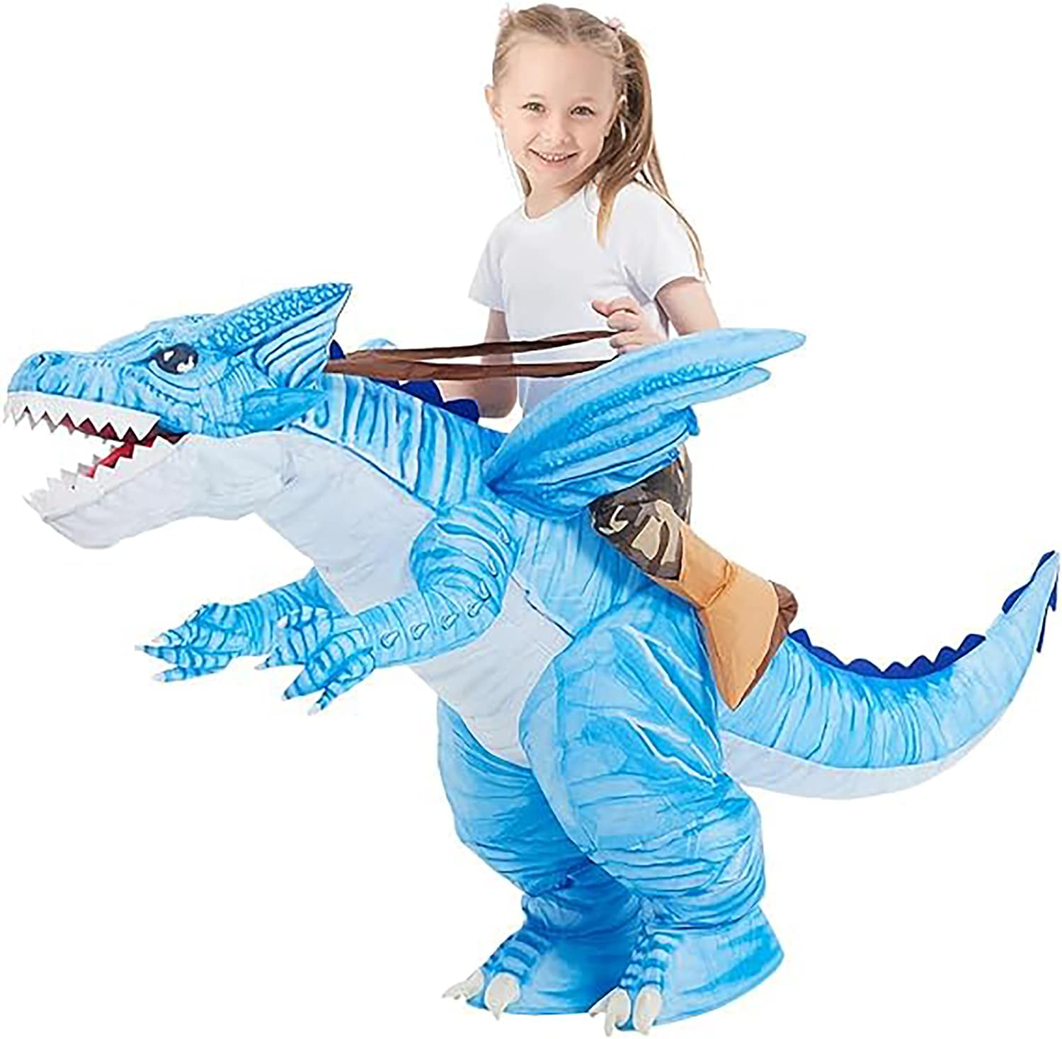 GOOSH 48 Inch Kids Inflatable Dinosaur Costume, Blow Up Dinosaur Costume Inflatable Dino Costume, Funny Halloween Costumes for Boys Girls Unisex Blow Up Costume for Halloween/Party/Cosplay