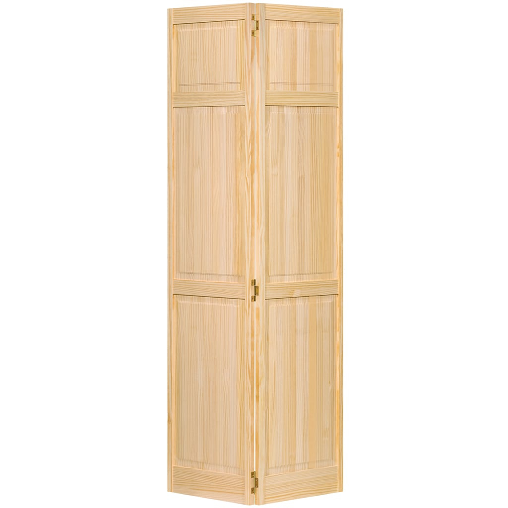 Traditional 6 Panel Clear Solid Core Unfinished Wood Bi-fold Door