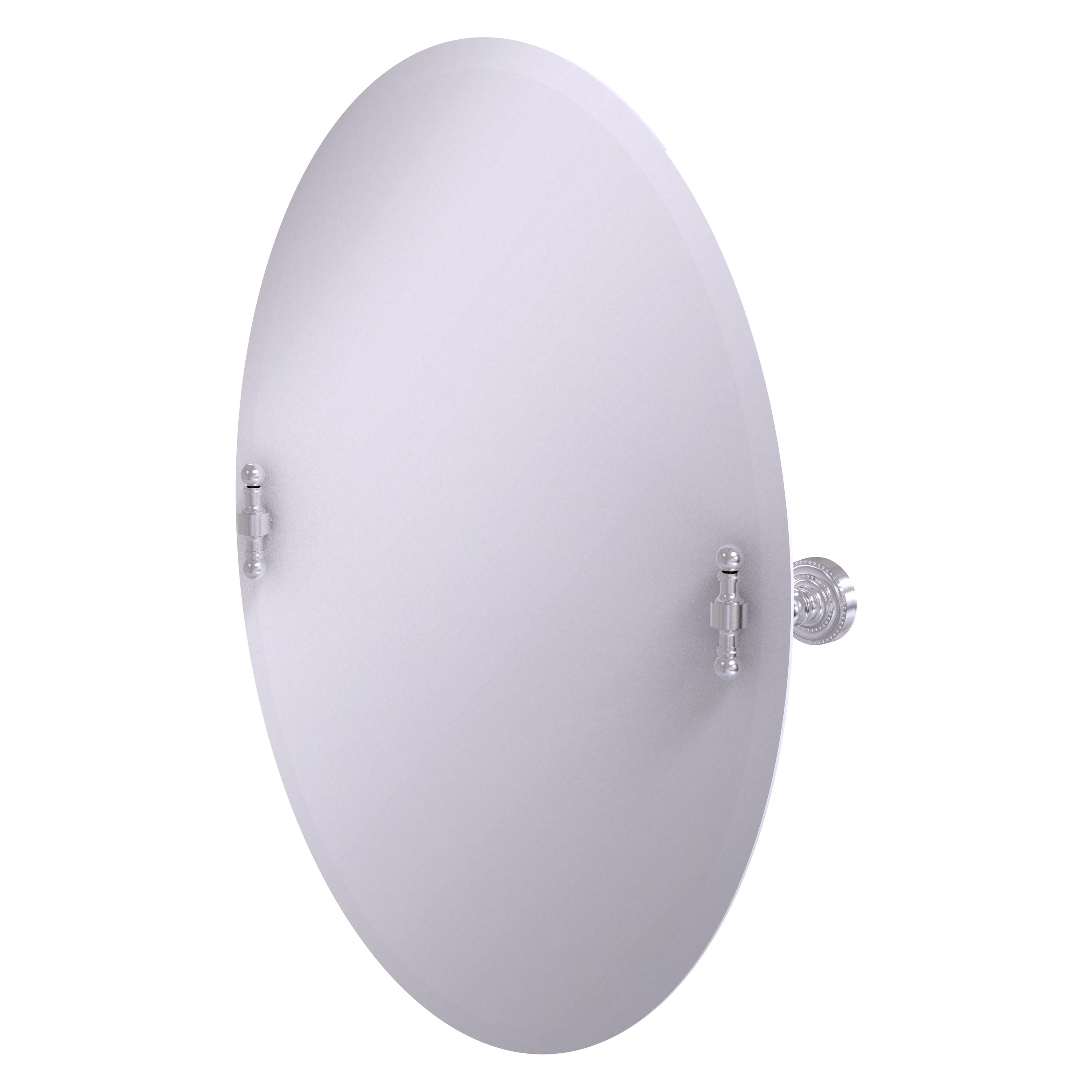 Allied Brass RD-91 Frameless Oval Tilt Beveled Edge Wall Mirror, Satin Chrome