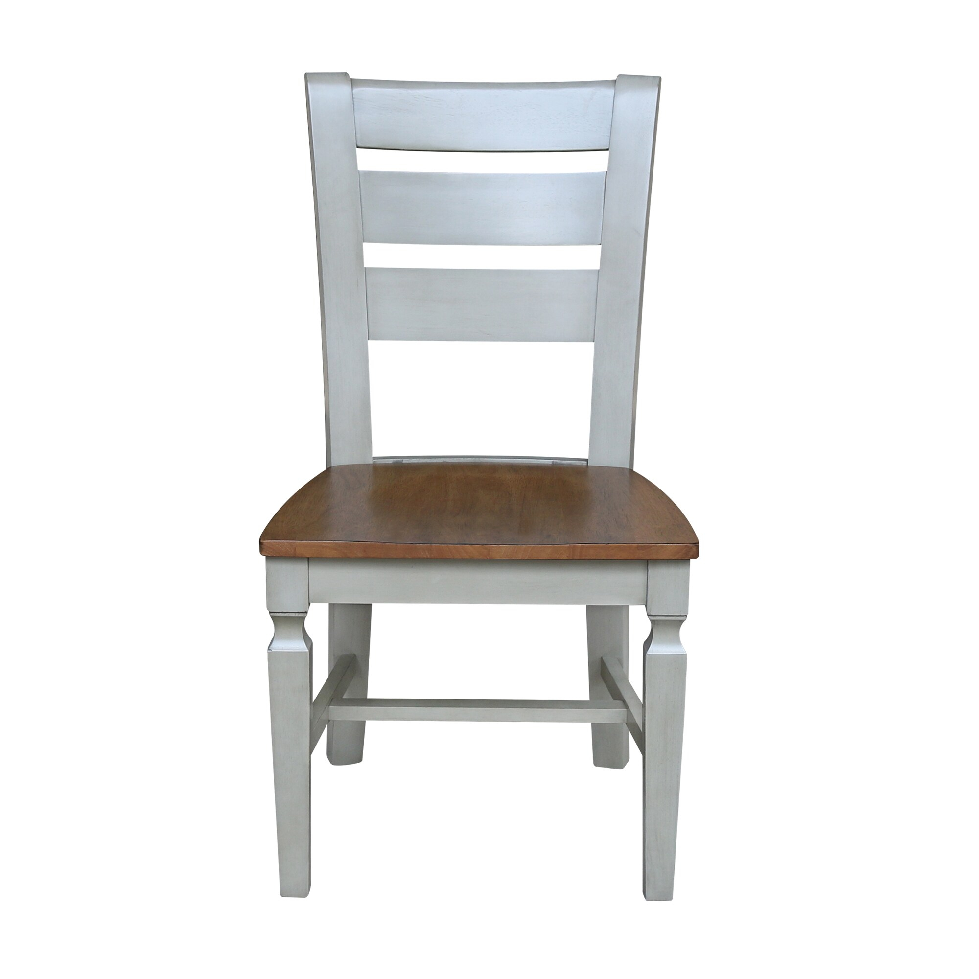 Vista Solid Wood Ladderback Chairs in Distressed Hickory/Stone - Set of 2